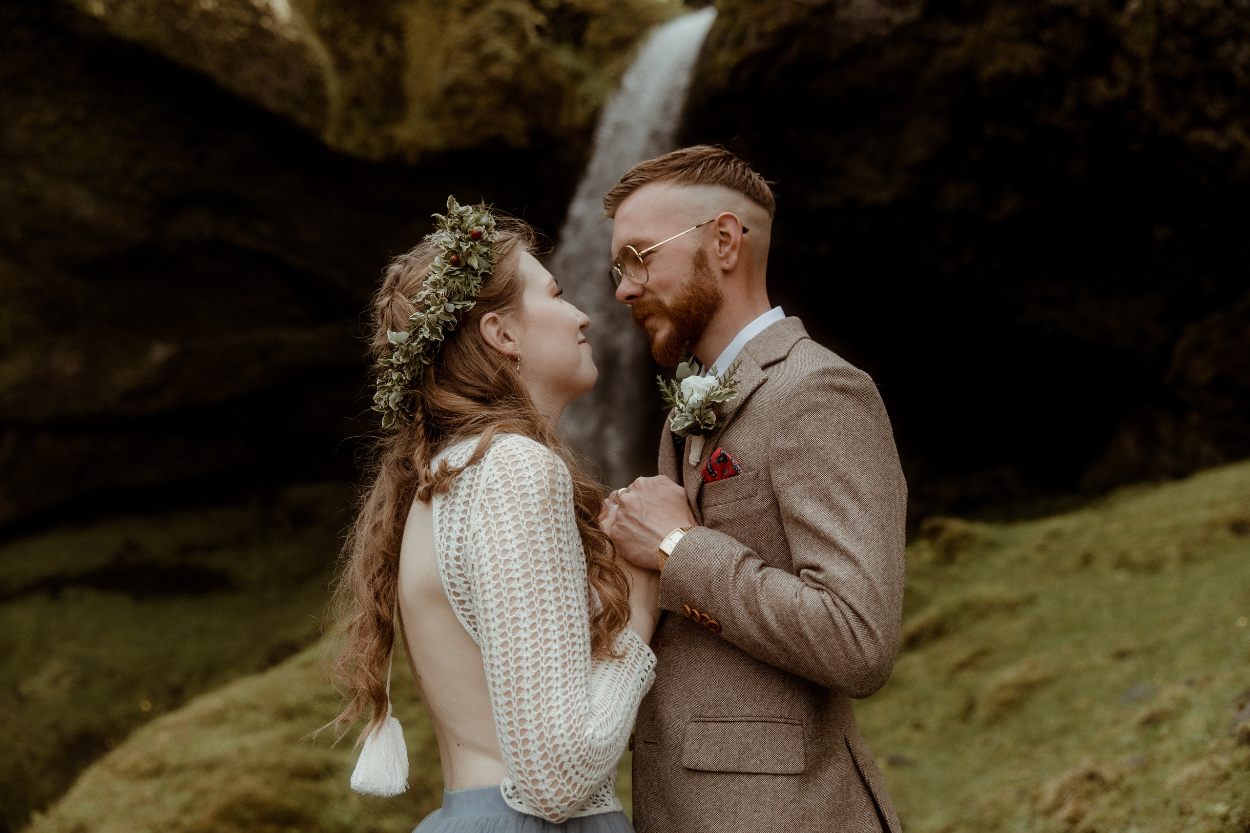 Iceland Secret Waterfall Elopement. Iceland elopement photographer & videographer