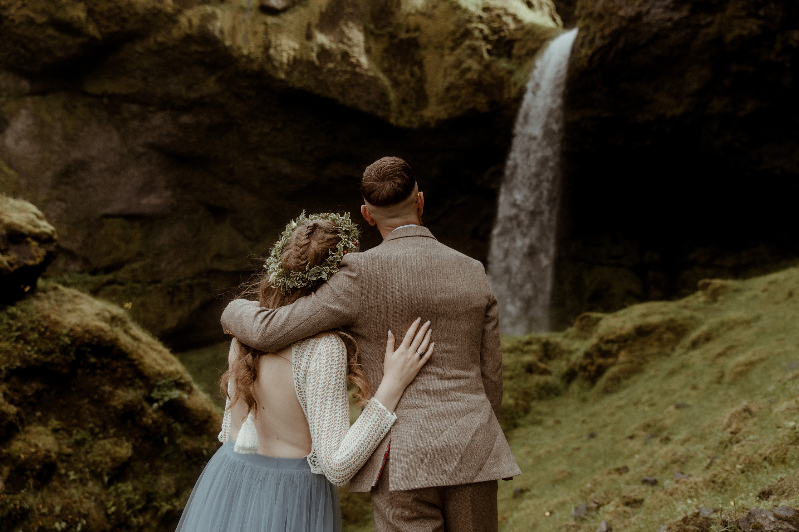 Iceland Secret Waterfall Elopement. Iceland elopement photographer & videographer
