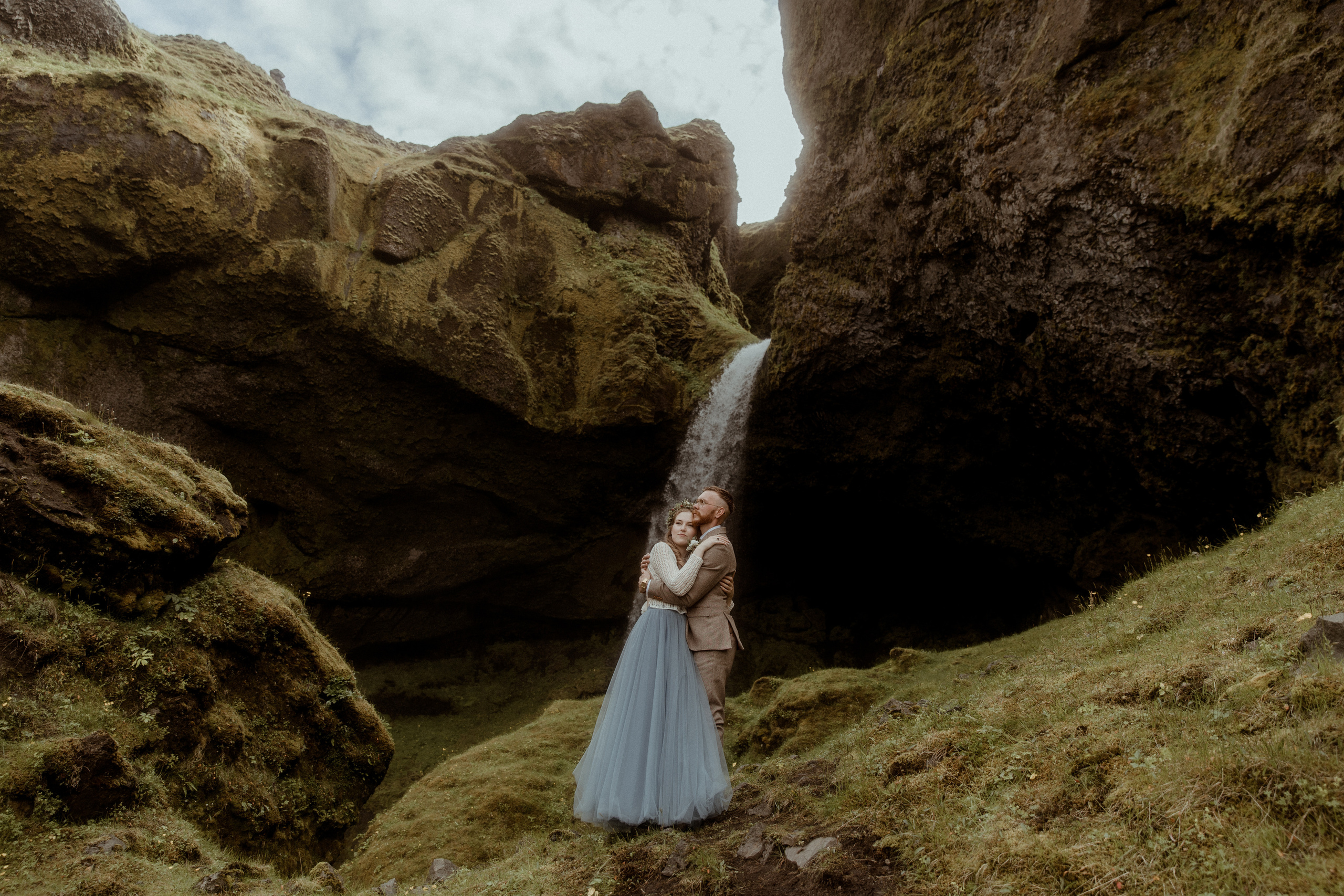 Iceland Secret Waterfall Elopement. Iceland elopement photographer & videographer