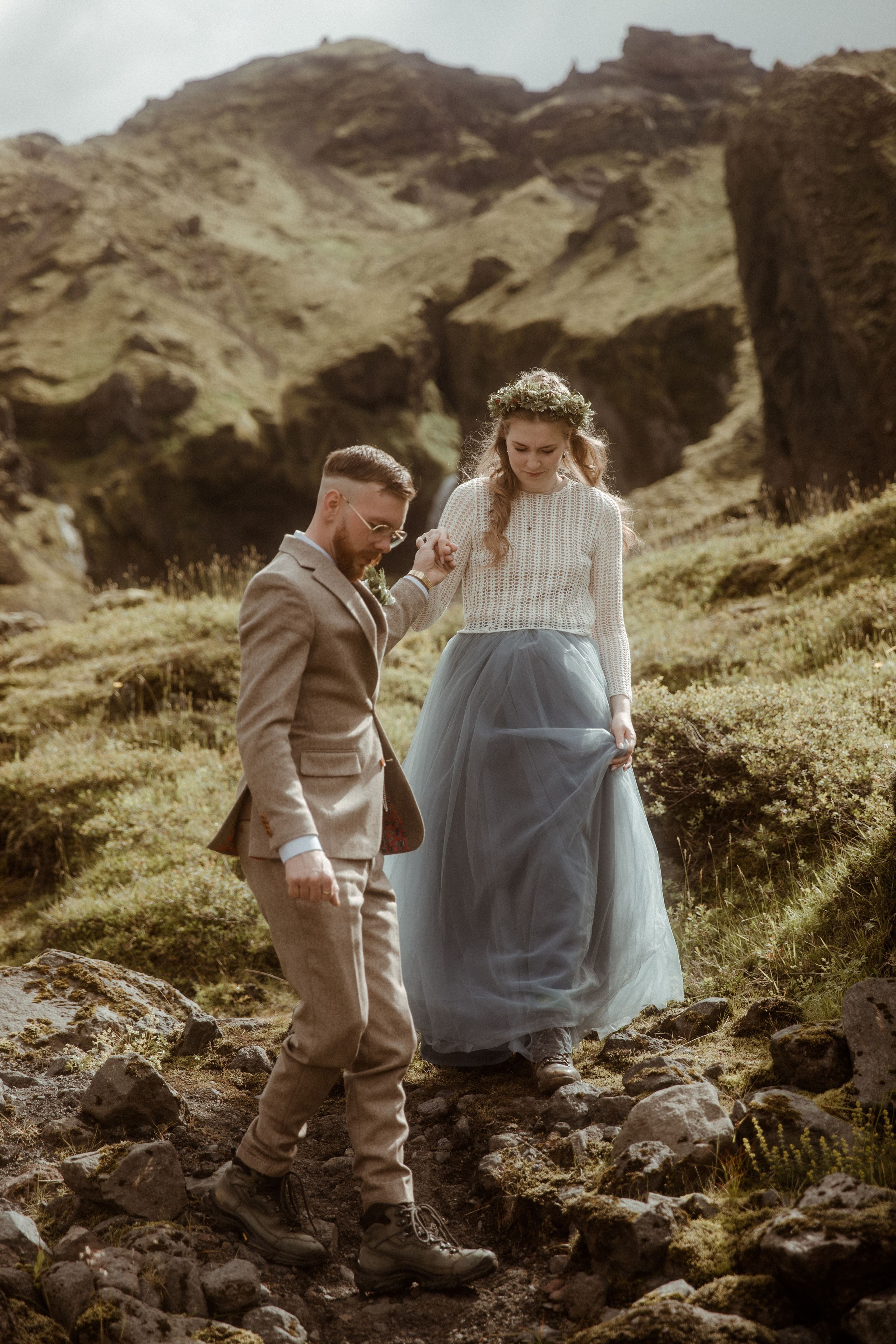 Iceland Secret Waterfall Elopement. Iceland elopement photographer & videographer