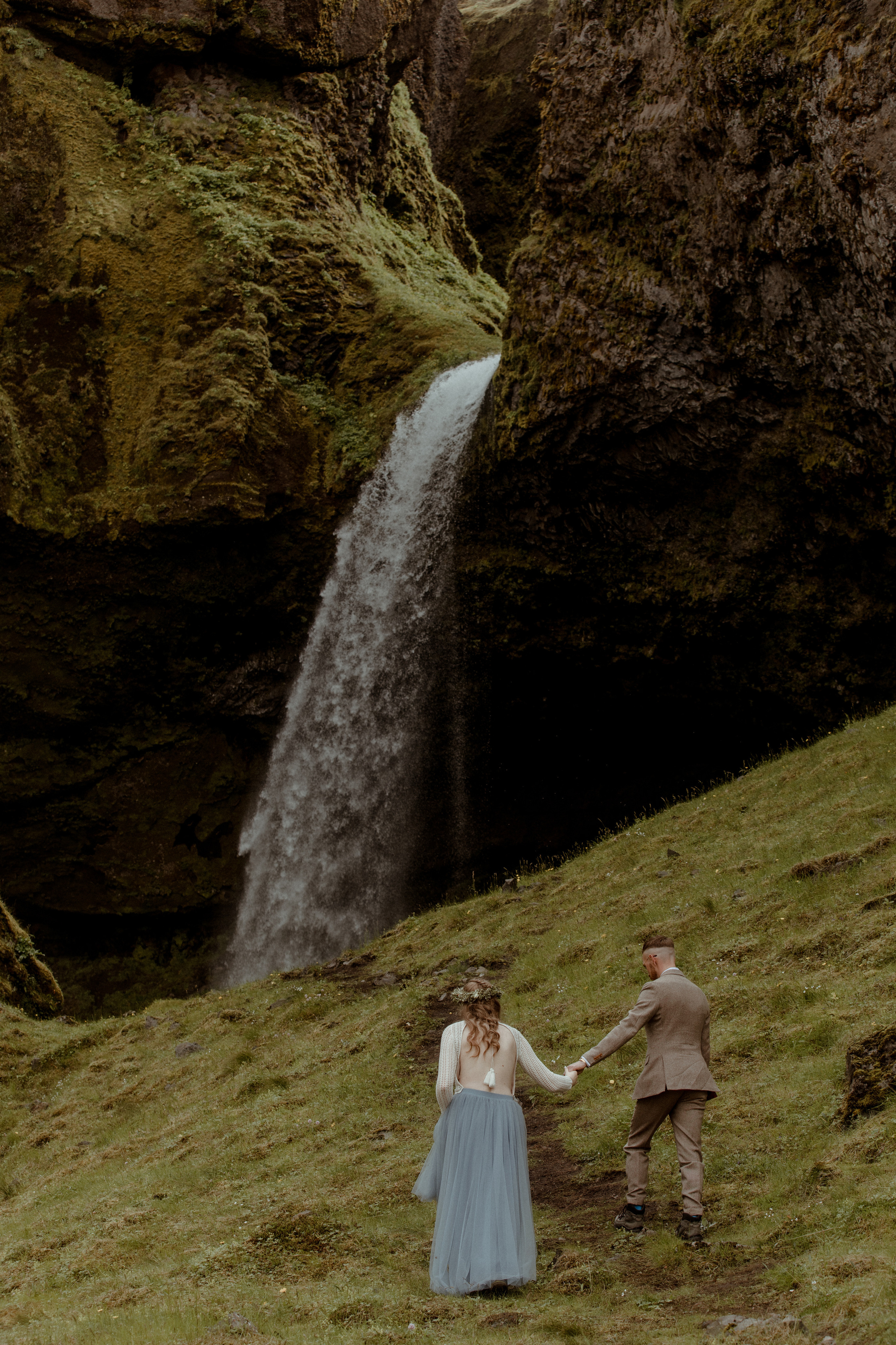 Iceland Secret Waterfall Elopement. Iceland elopement photographer & videographer
