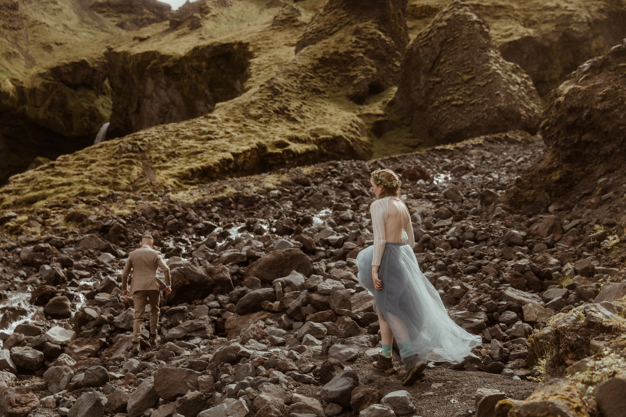 Iceland Secret Waterfall Elopement. Iceland elopement photographer & videographer