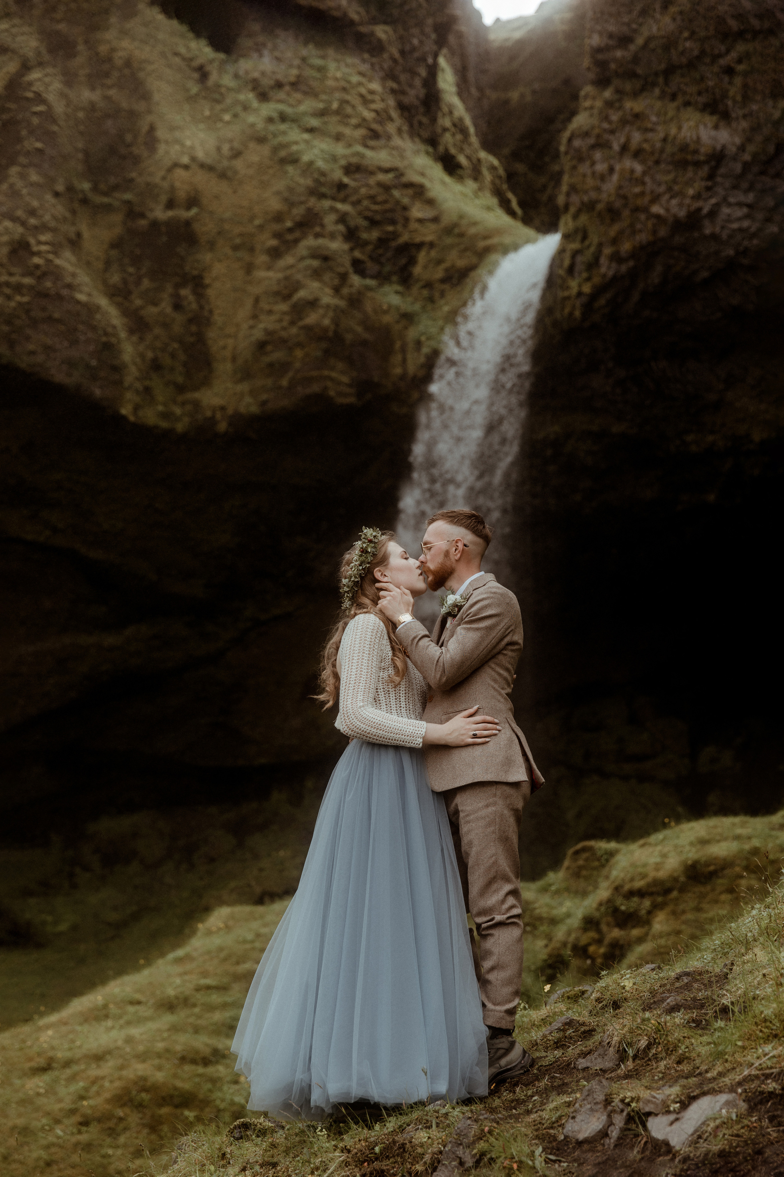 Iceland Secret Waterfall Elopement. Iceland elopement photographer & videographer