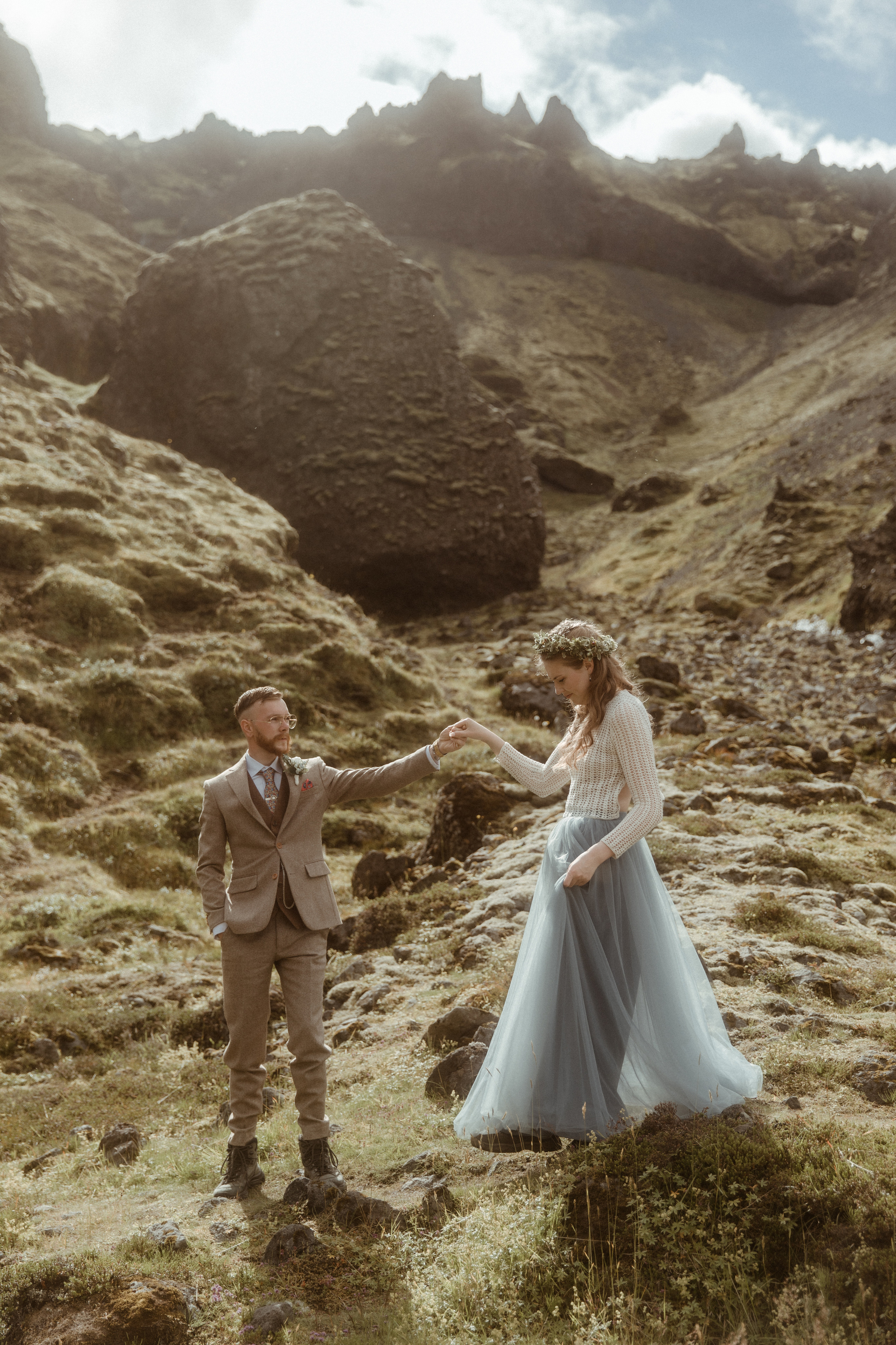 Iceland Secret Waterfall Elopement. Iceland elopement photographer & videographer