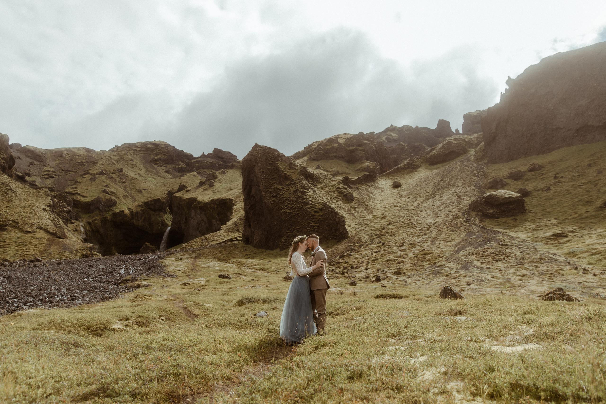 Iceland Secret Waterfall Elopement. Iceland elopement photographer & videographer