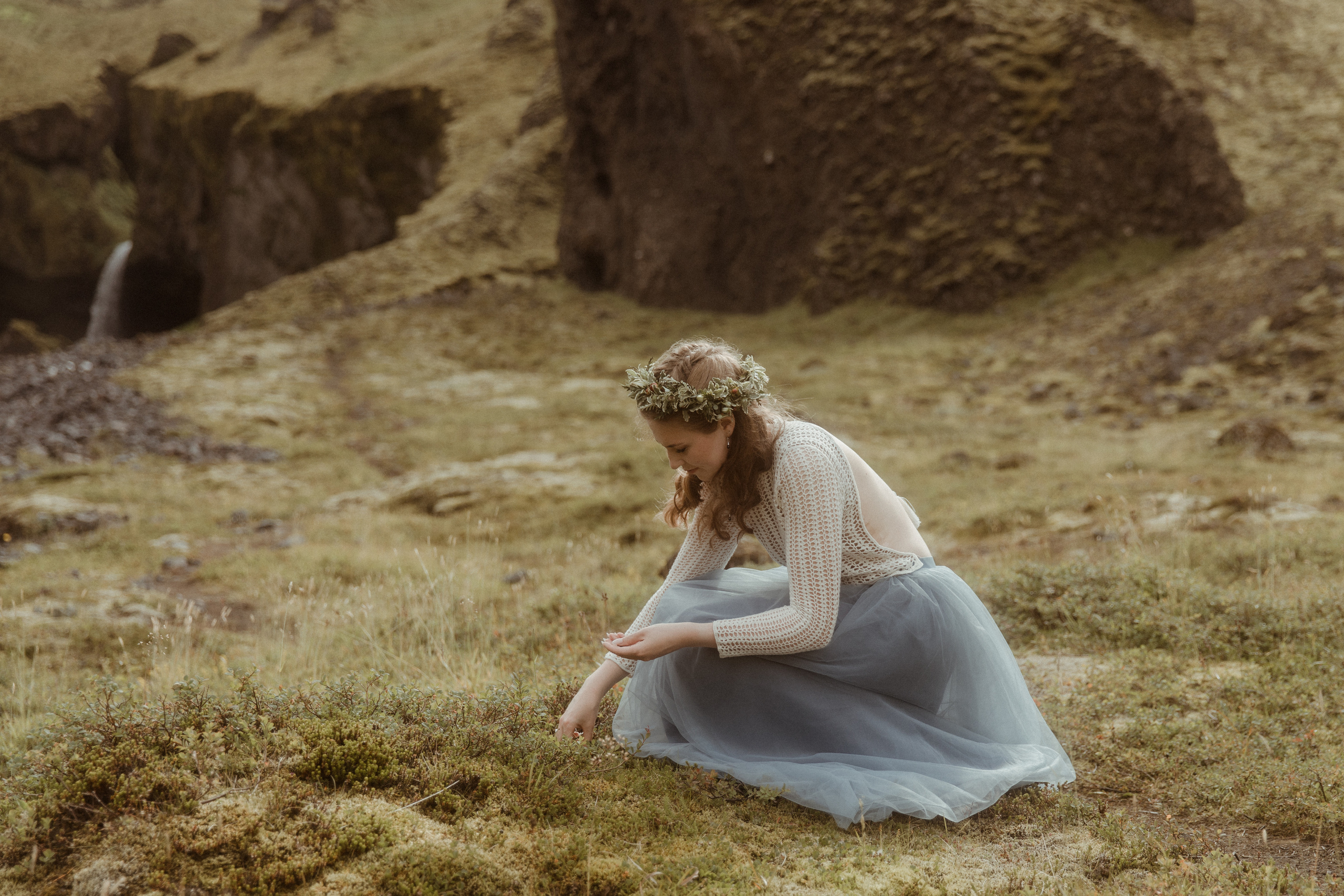 Iceland Secret Waterfall Elopement. Iceland elopement photographer & videographer