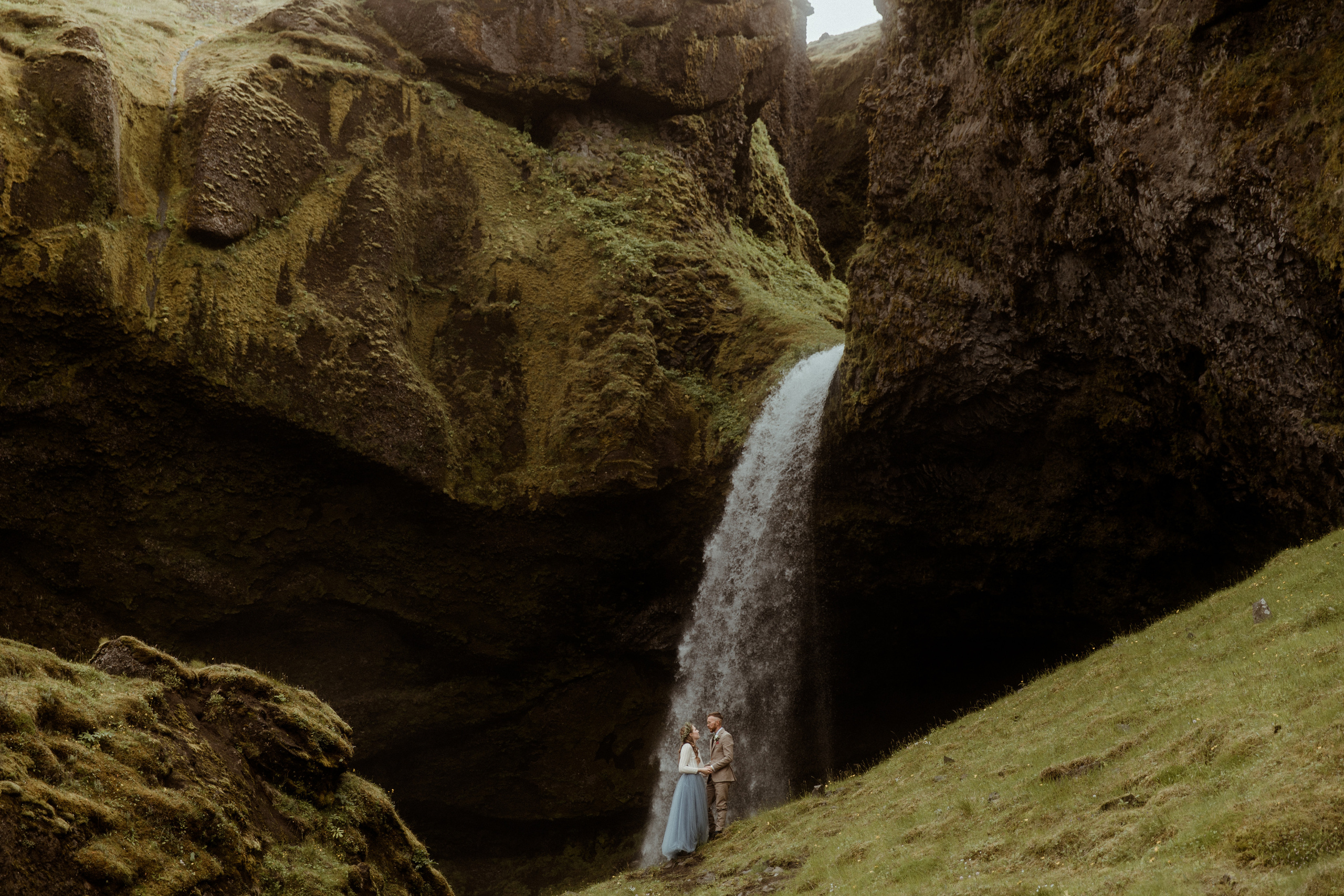 Iceland Secret Waterfall Elopement. Iceland elopement photographer & videographer