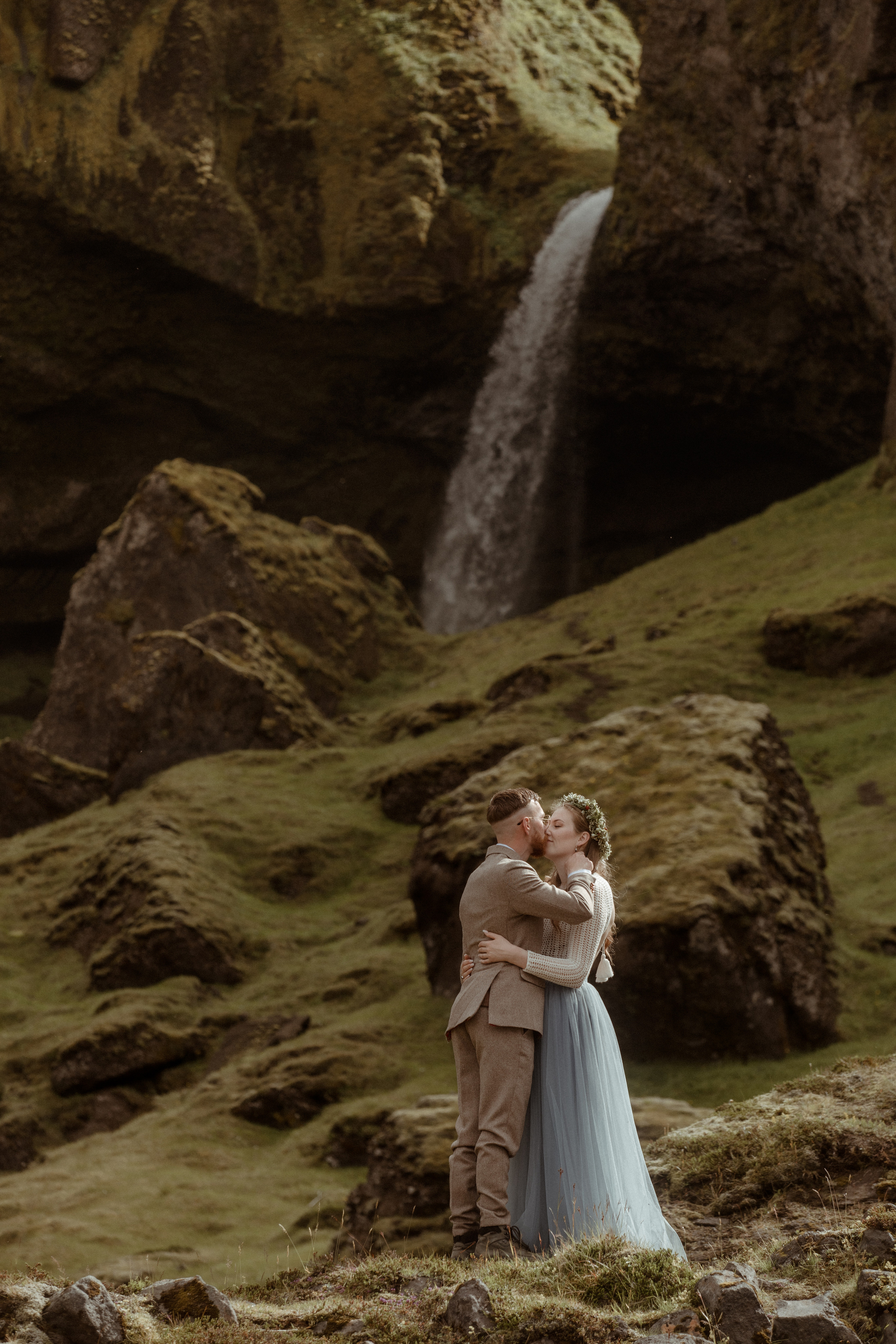 Iceland Secret Waterfall Elopement. Iceland elopement photographer & videographer