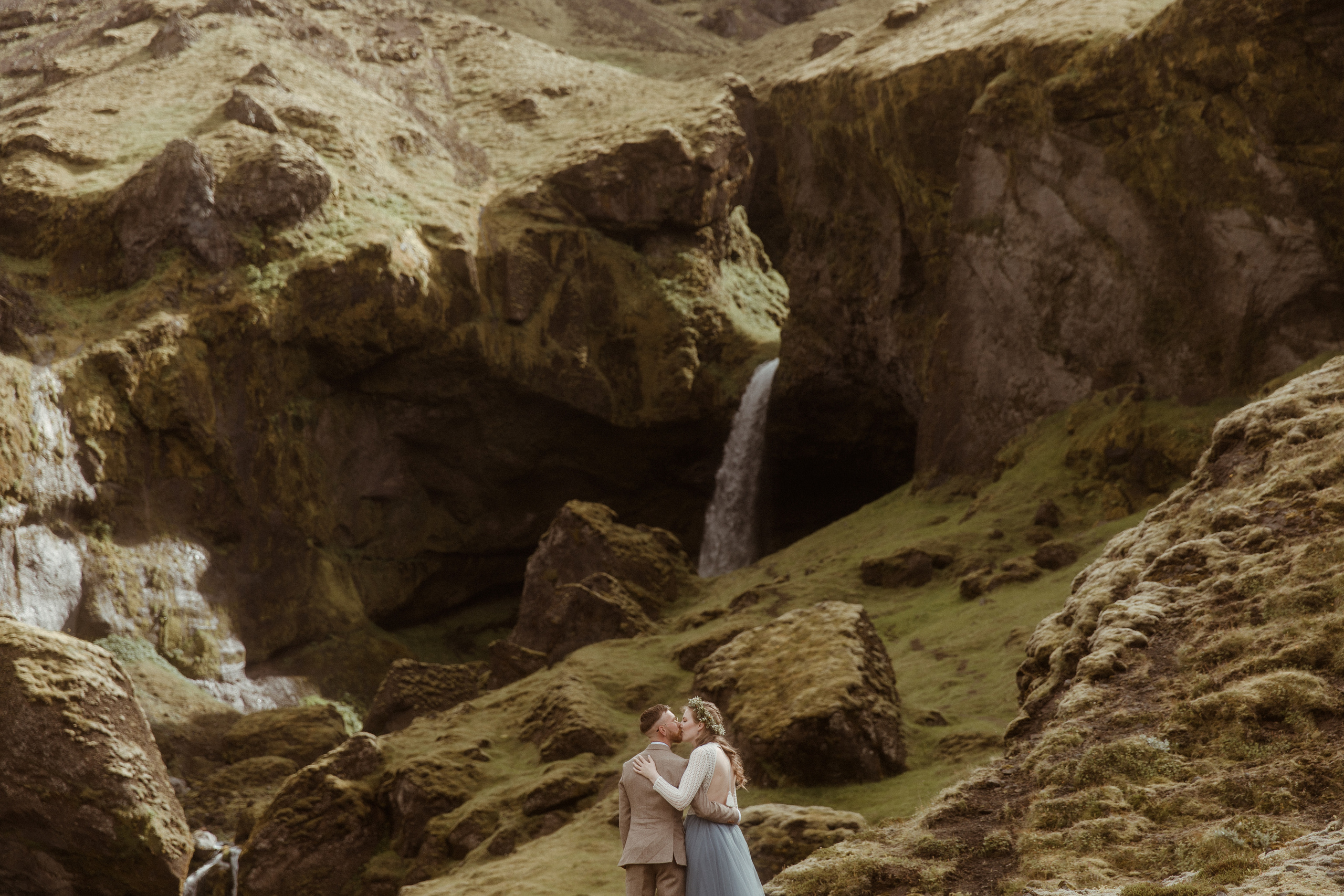 Iceland Secret Waterfall Elopement. Iceland elopement photographer & videographer