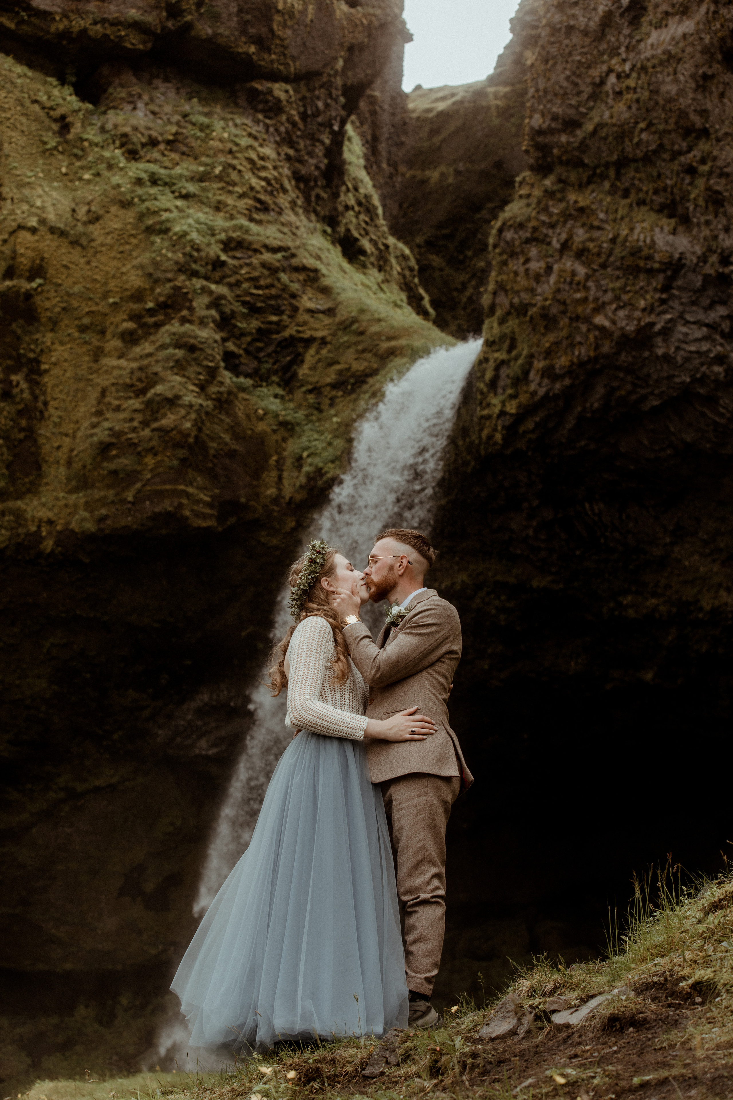 Iceland Secret Waterfall Elopement. Iceland elopement photographer & videographer