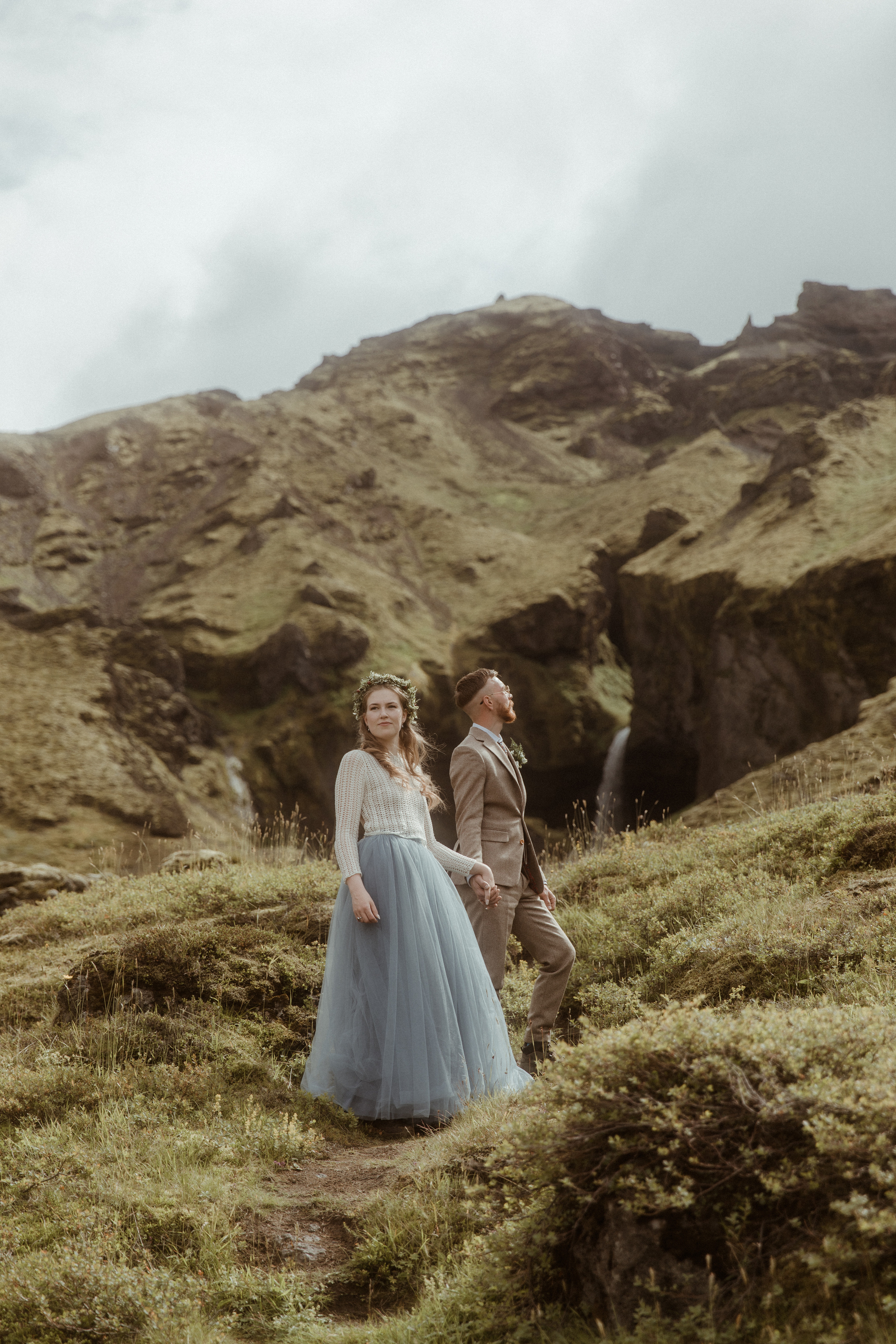 Iceland Secret Waterfall Elopement. Iceland elopement photographer & videographer
