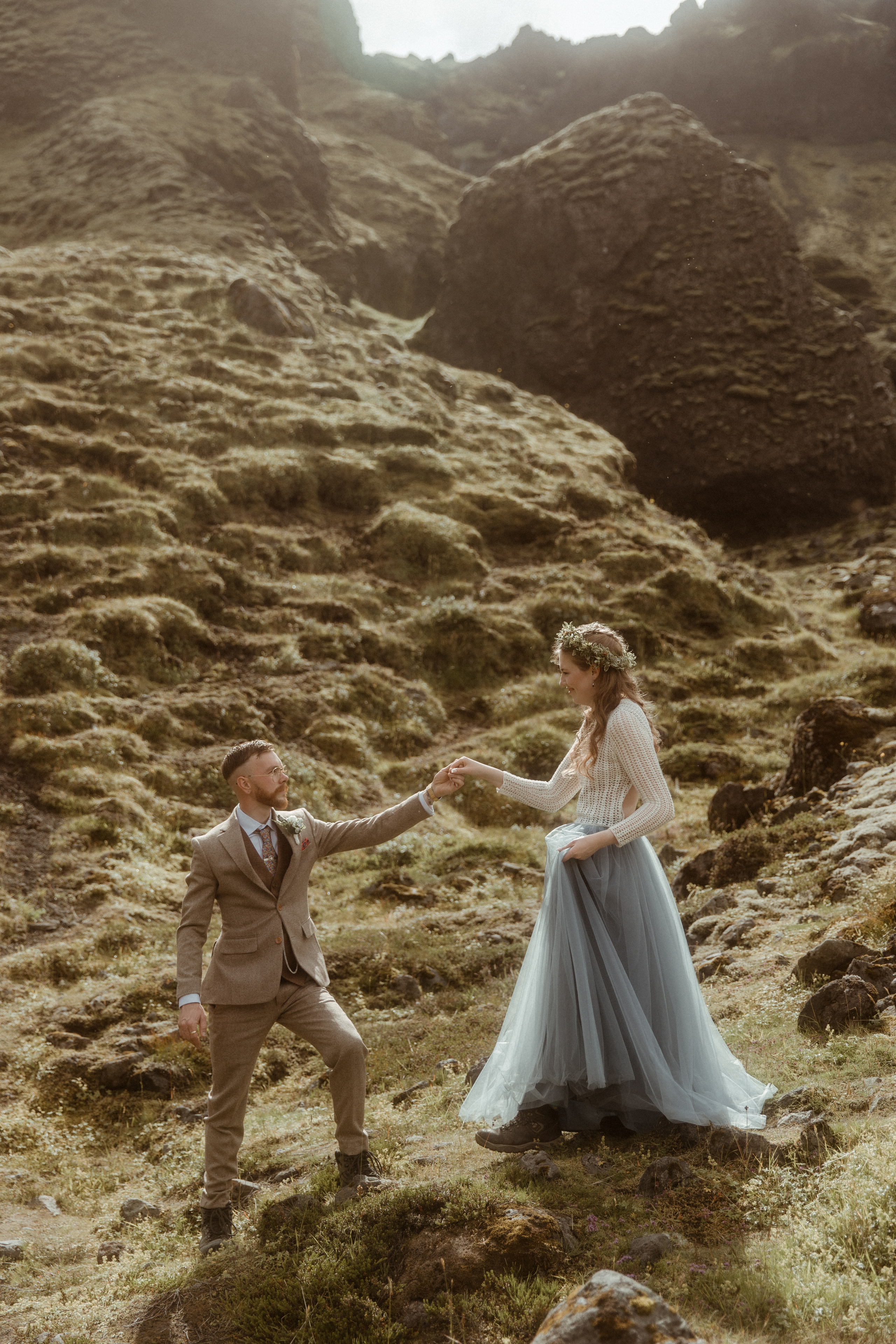 Iceland Secret Waterfall Elopement. Iceland elopement photographer & videographer