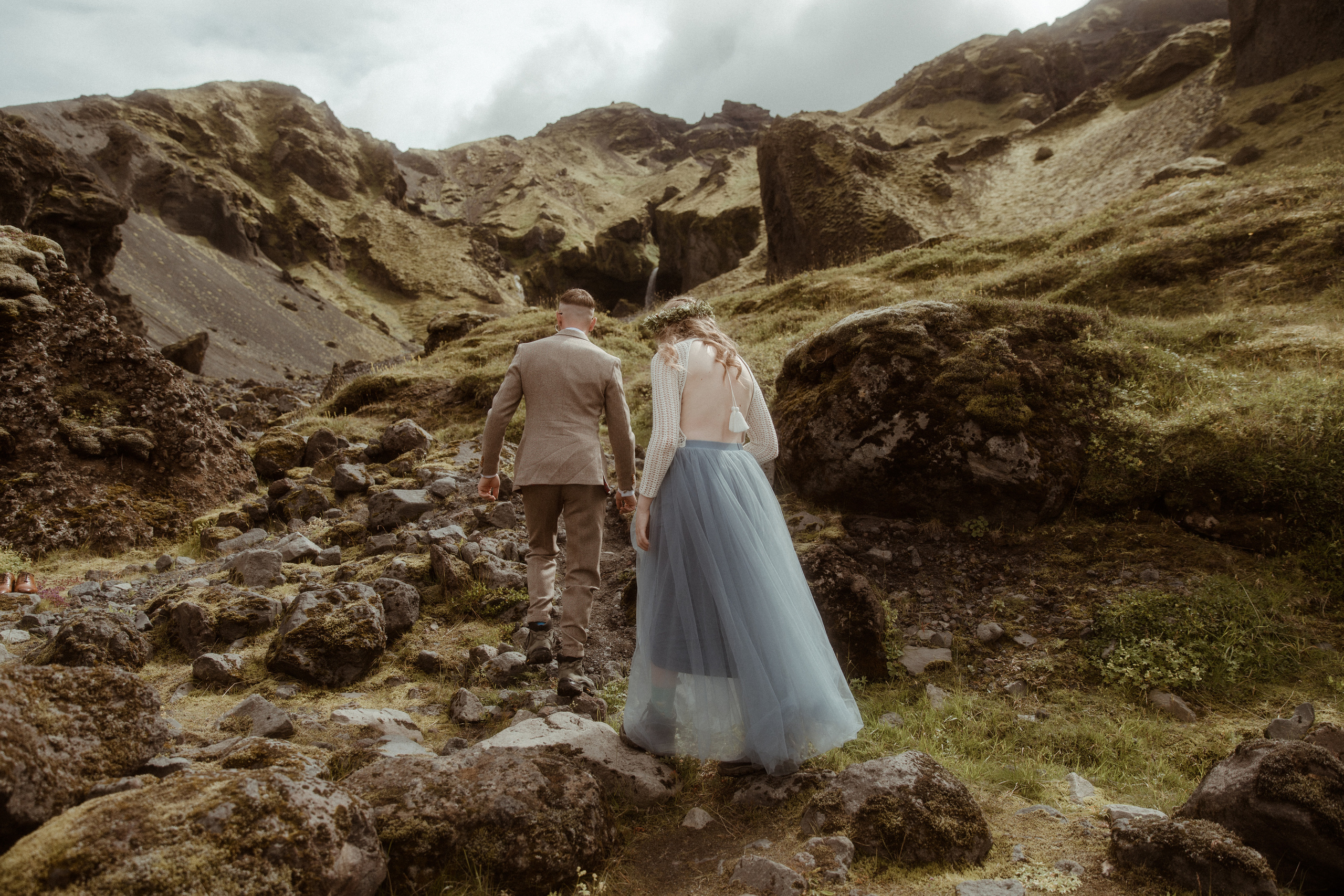 Iceland Secret Waterfall Elopement. Iceland elopement photographer & videographer