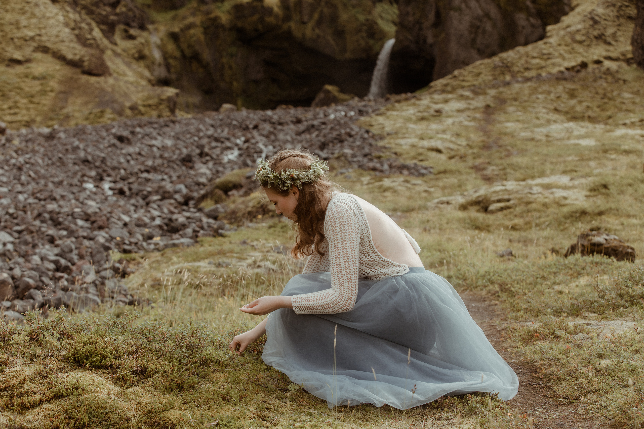 Iceland Secret Waterfall Elopement. Iceland elopement photographer & videographer