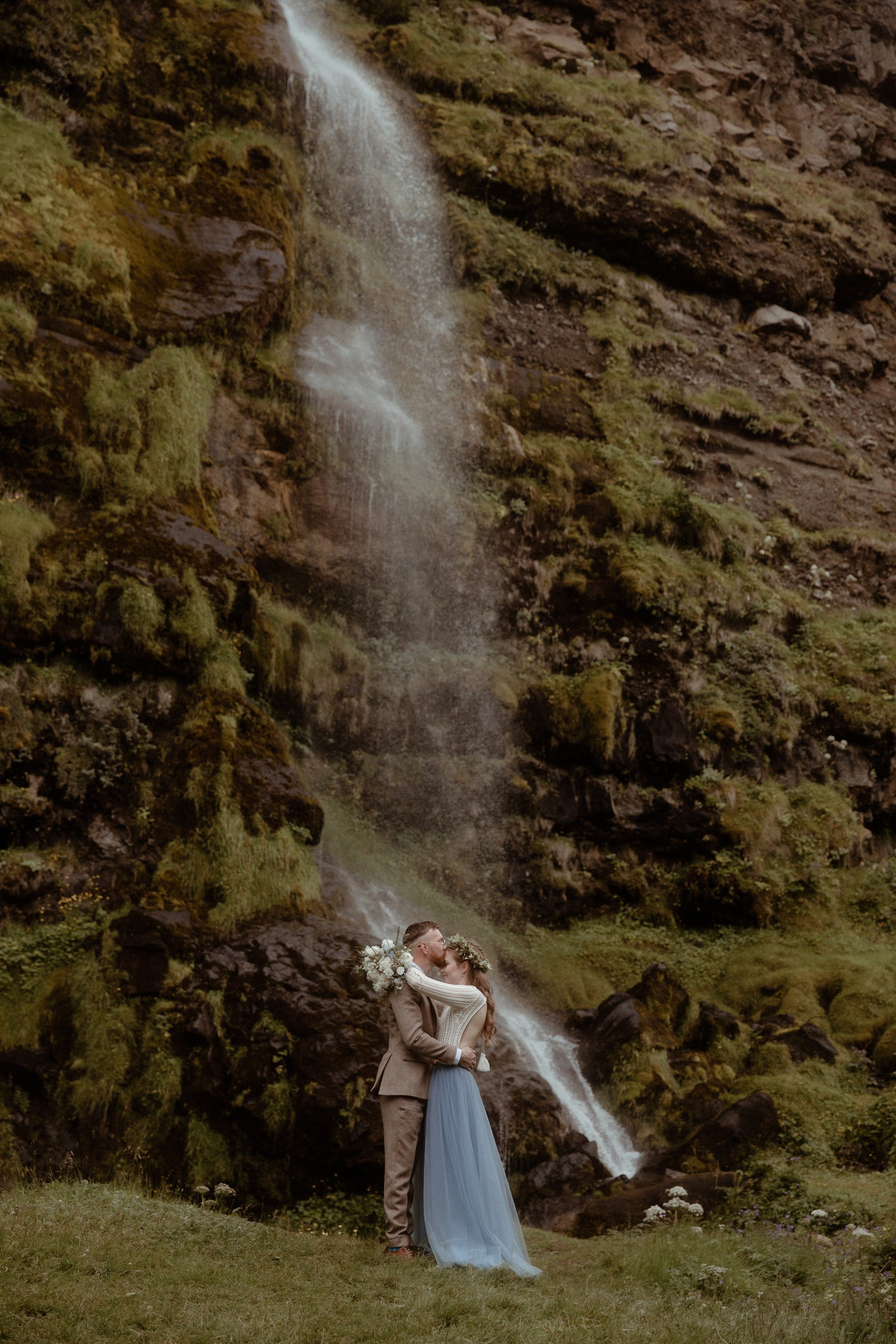 Iceland Secret Waterfall Elopement. Iceland elopement photographer & videographer