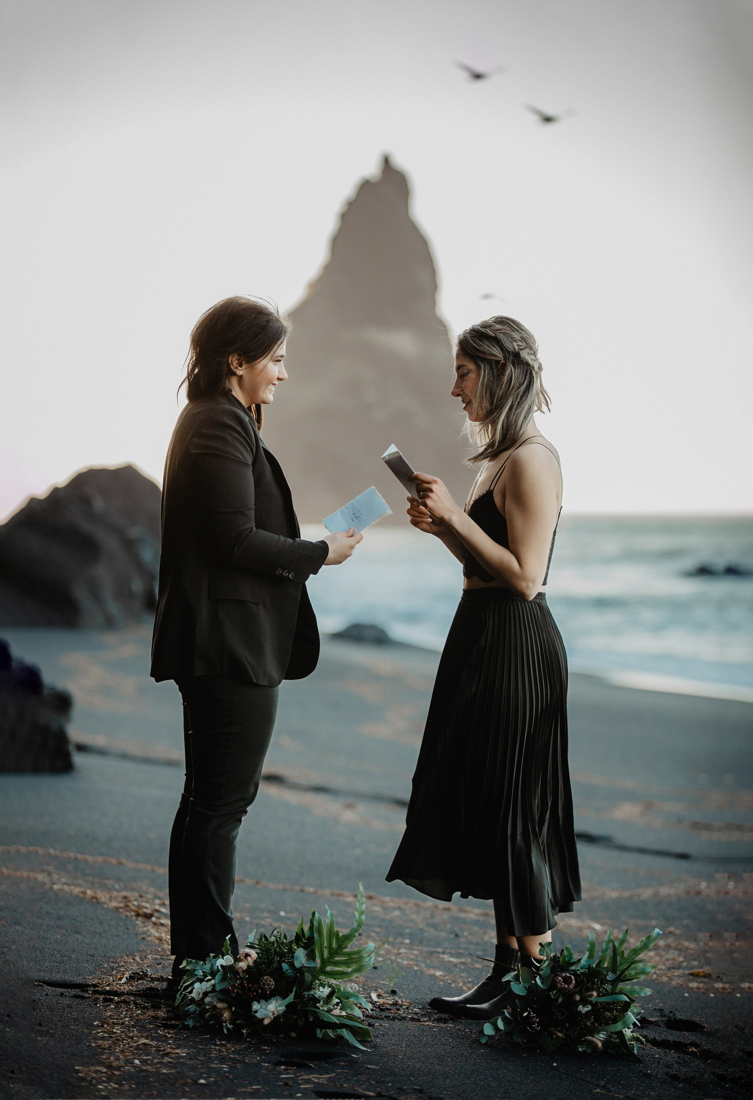 Same Sex Wedding at Iceland Black Sand Beach. Iceland elopement photographer & videographer