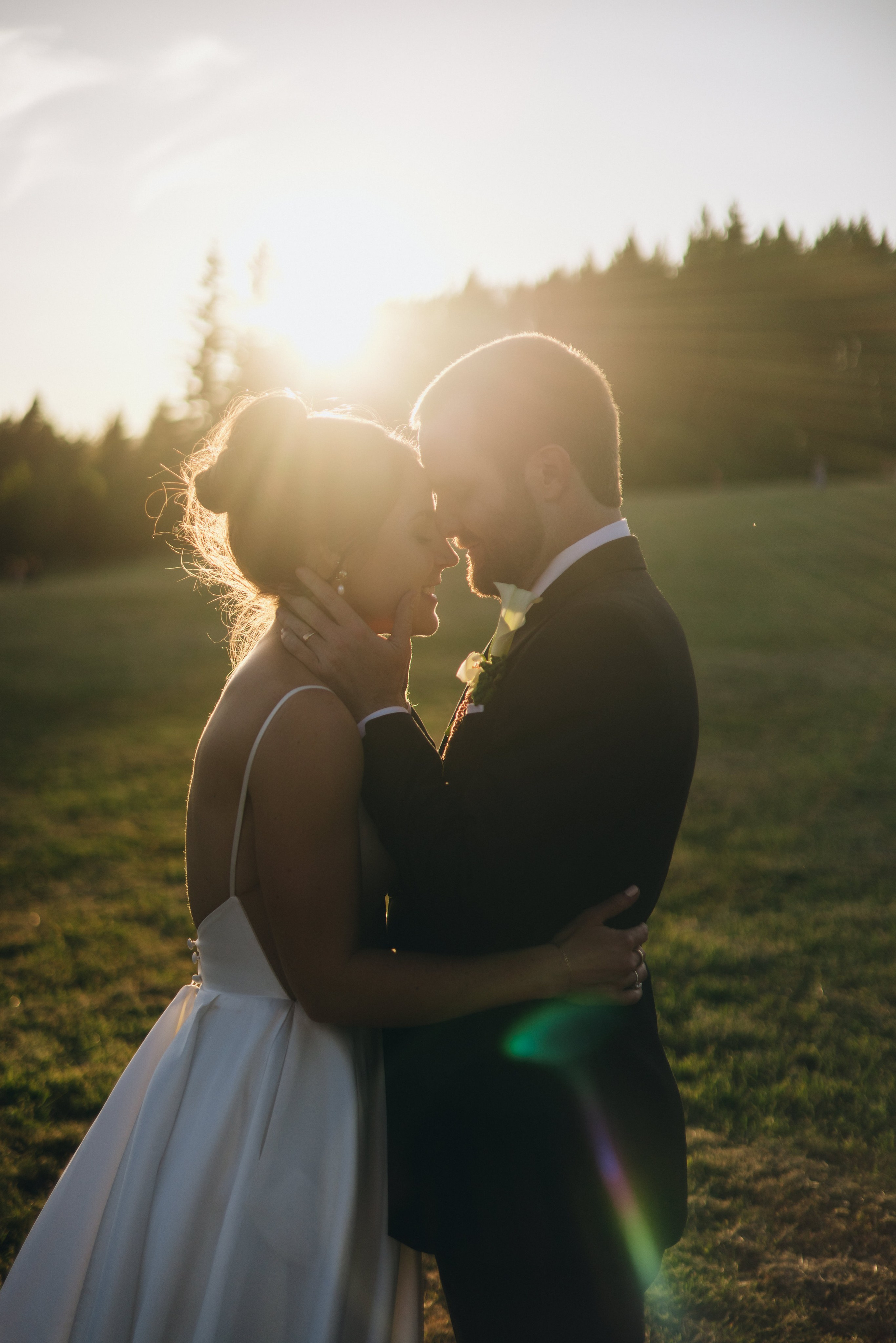 Bride and groom portrait at Wind Mountain Ranch wedding in Washington