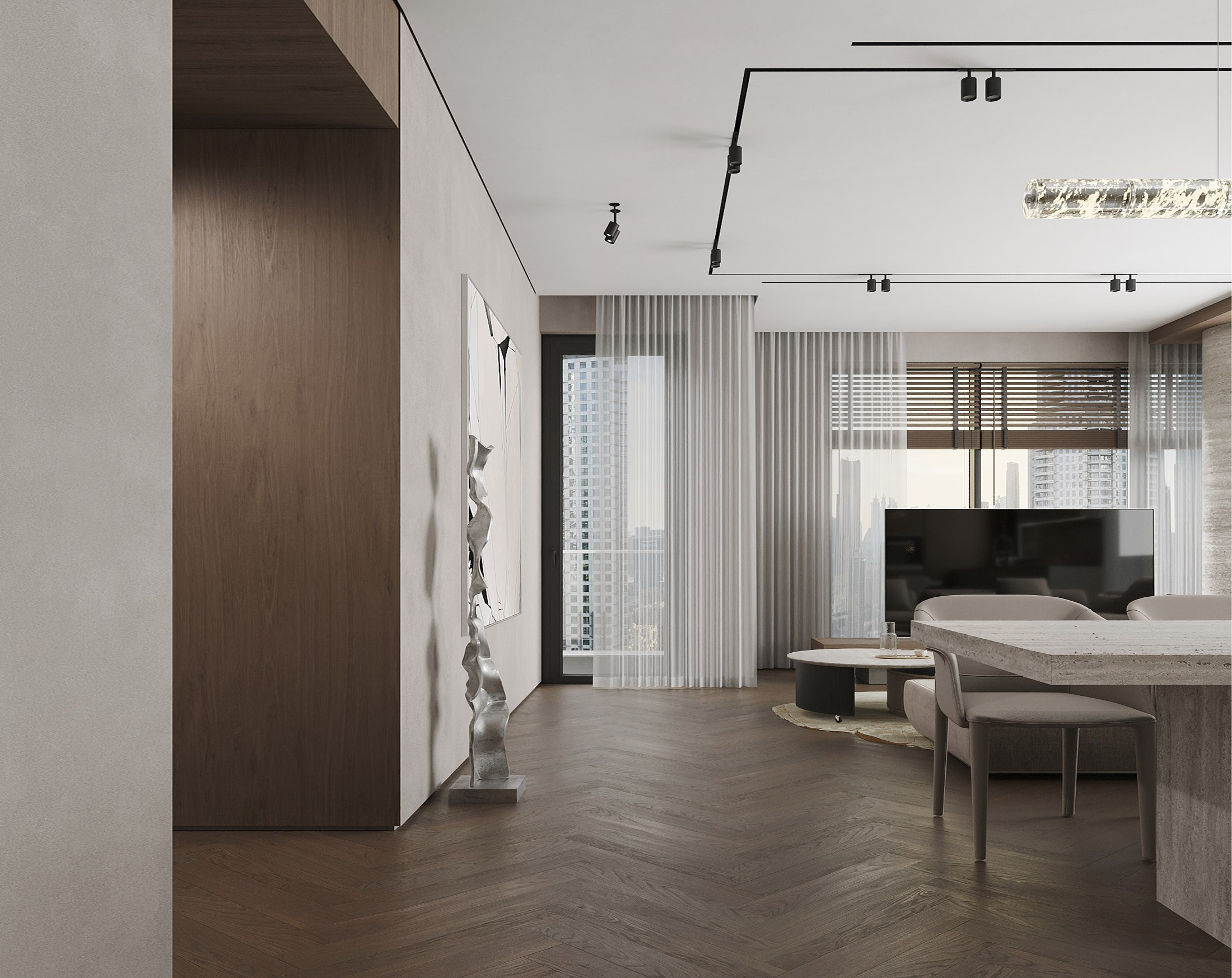 APARTMENT WITH BURJ KHALIFA VIEW. Дизайн интерьера и 3D-визуализация | AB Design Buro