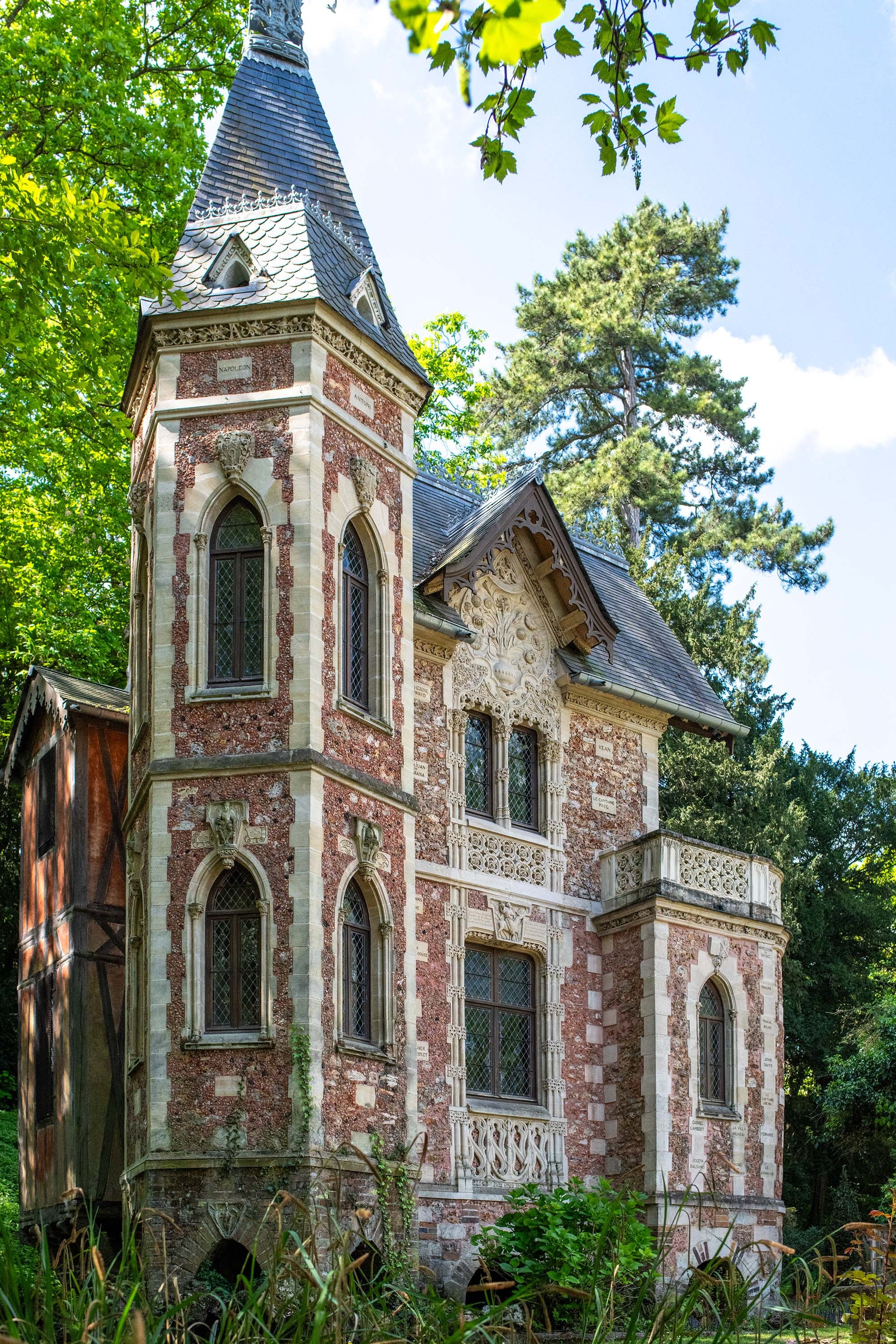 Close-up of Château d'If at Château de Monte-Cristo, Alexandre Dumas estate near Paris, France