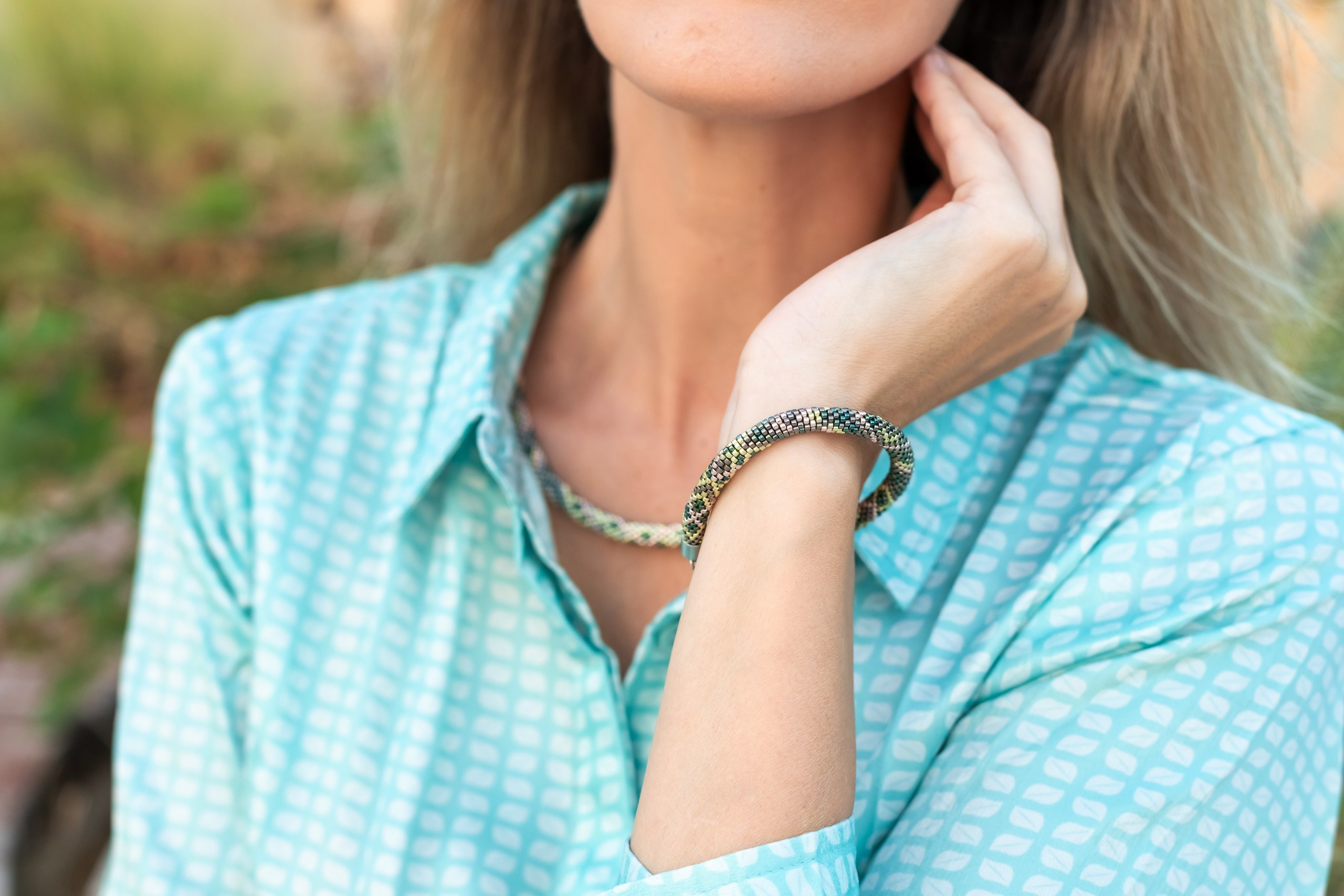 Photo shoot for a brand of handmade jewellery made of jewellery beads
