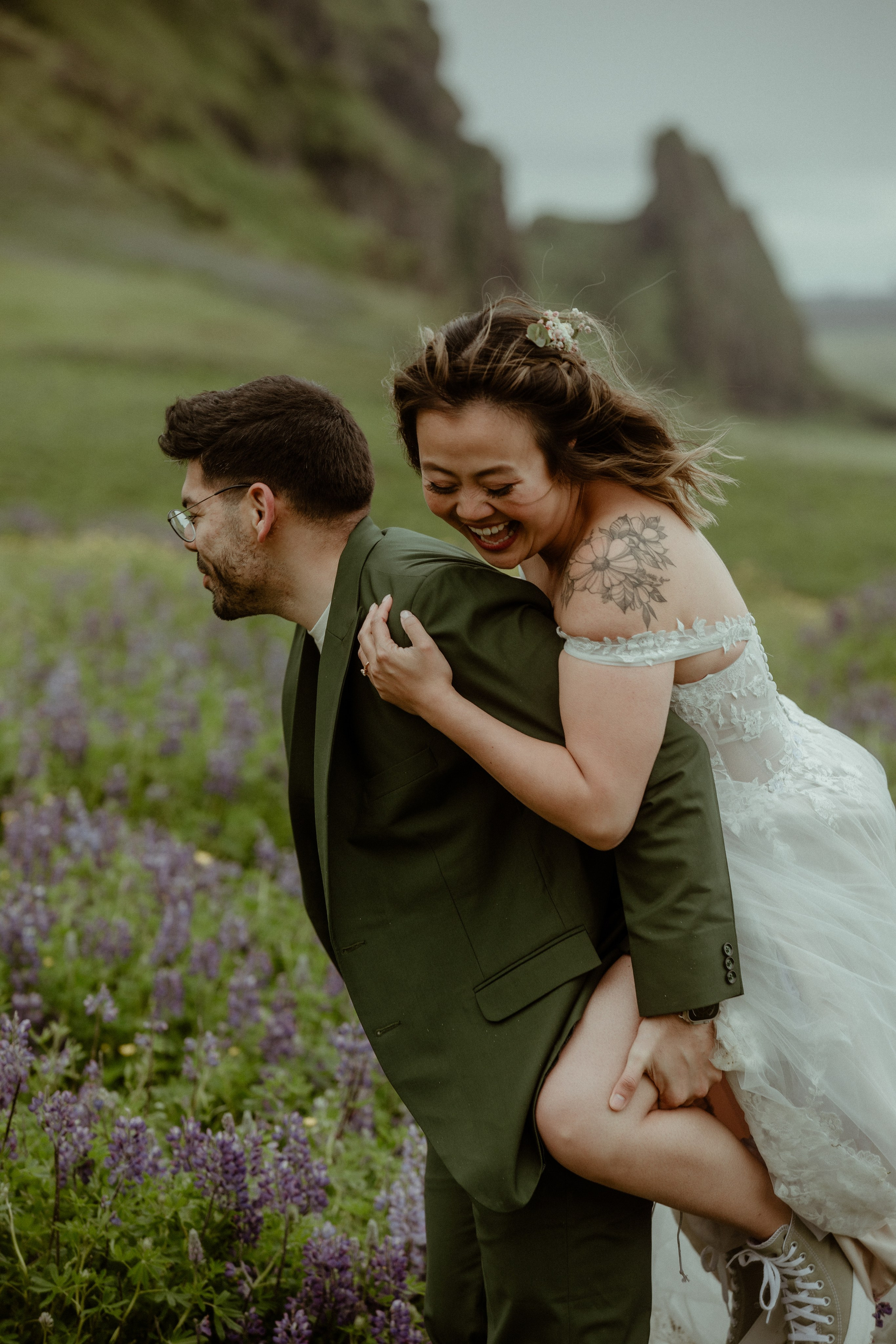 Elopement at Kvernufoss Waterfall. Iceland elopement photographer & videographer