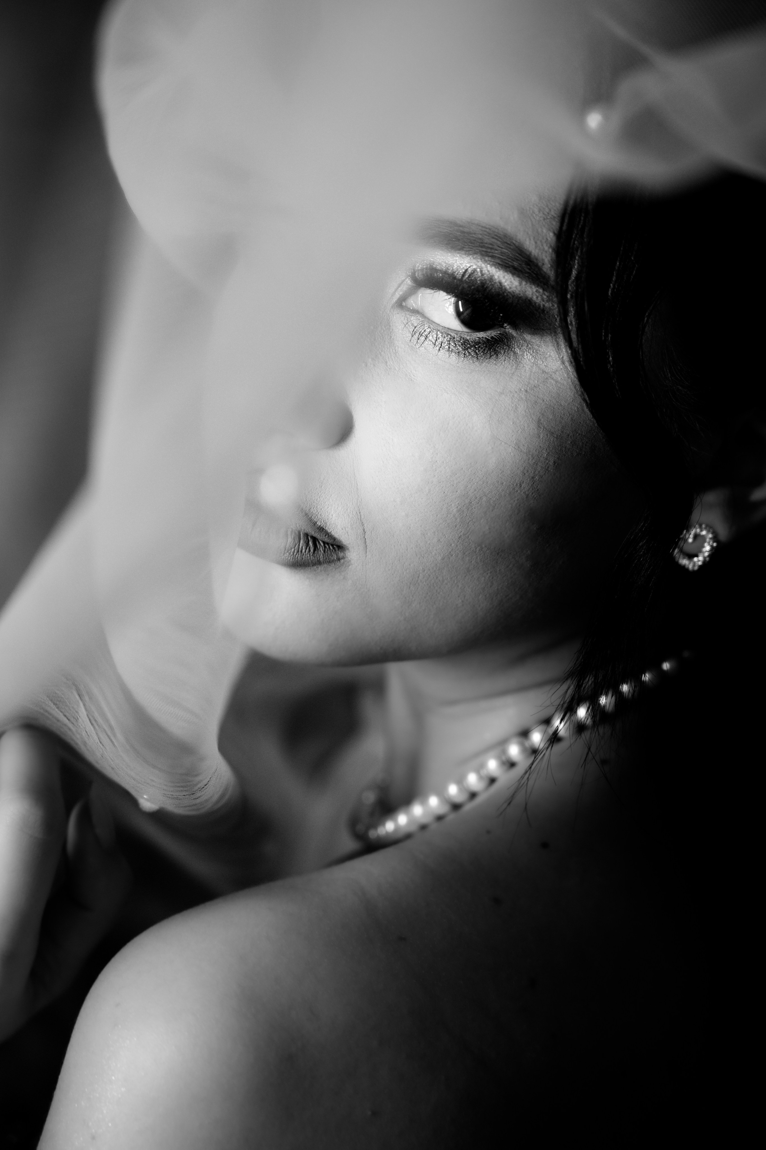 Détail visage mariée – photographe Fine Art Belgique.