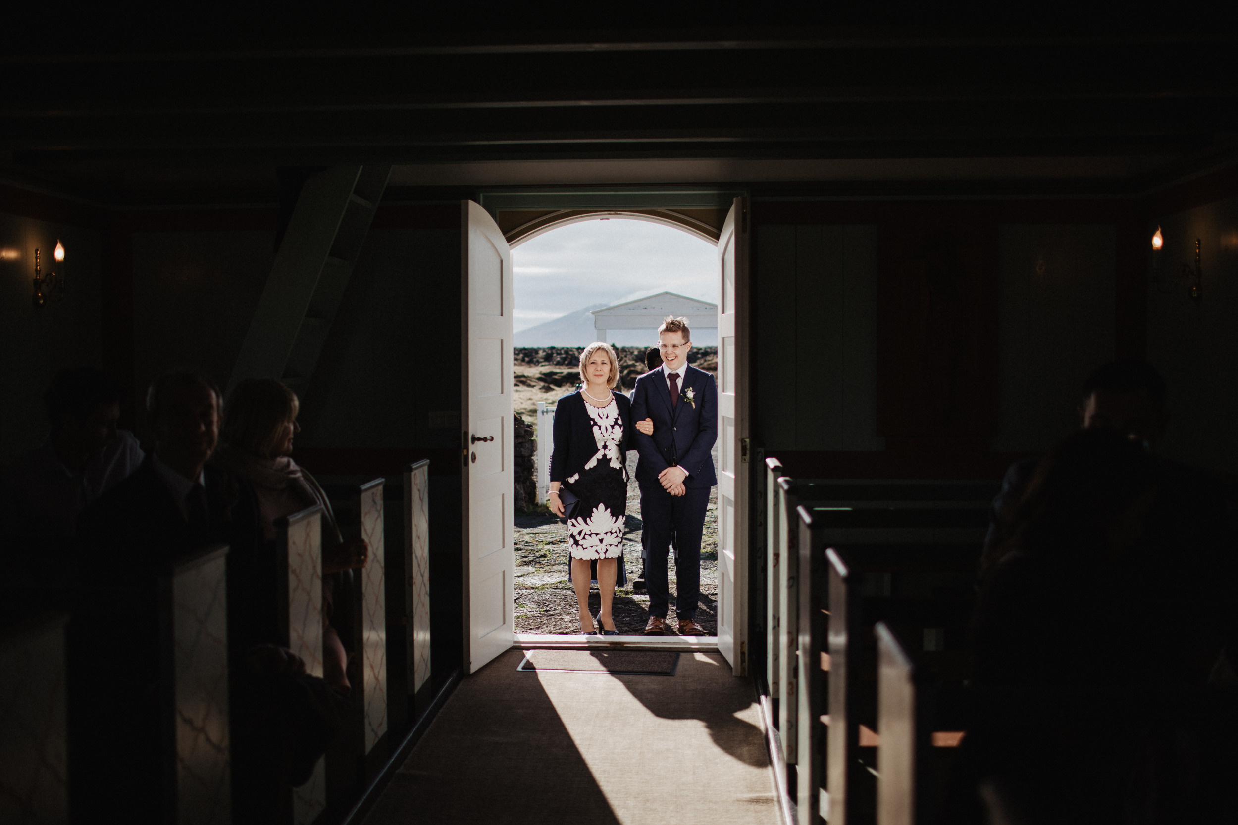 Wedding in Budir black church in Iceland. Iceland elopement photographer & videographer