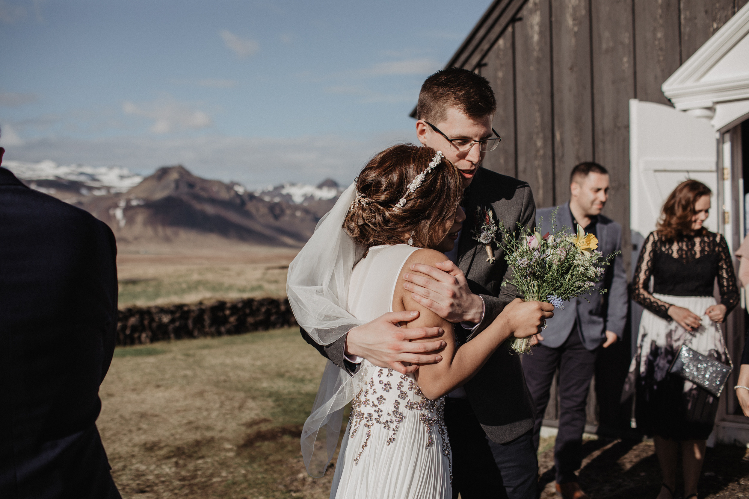 Wedding in Budir black church in Iceland. Iceland elopement photographer & videographer