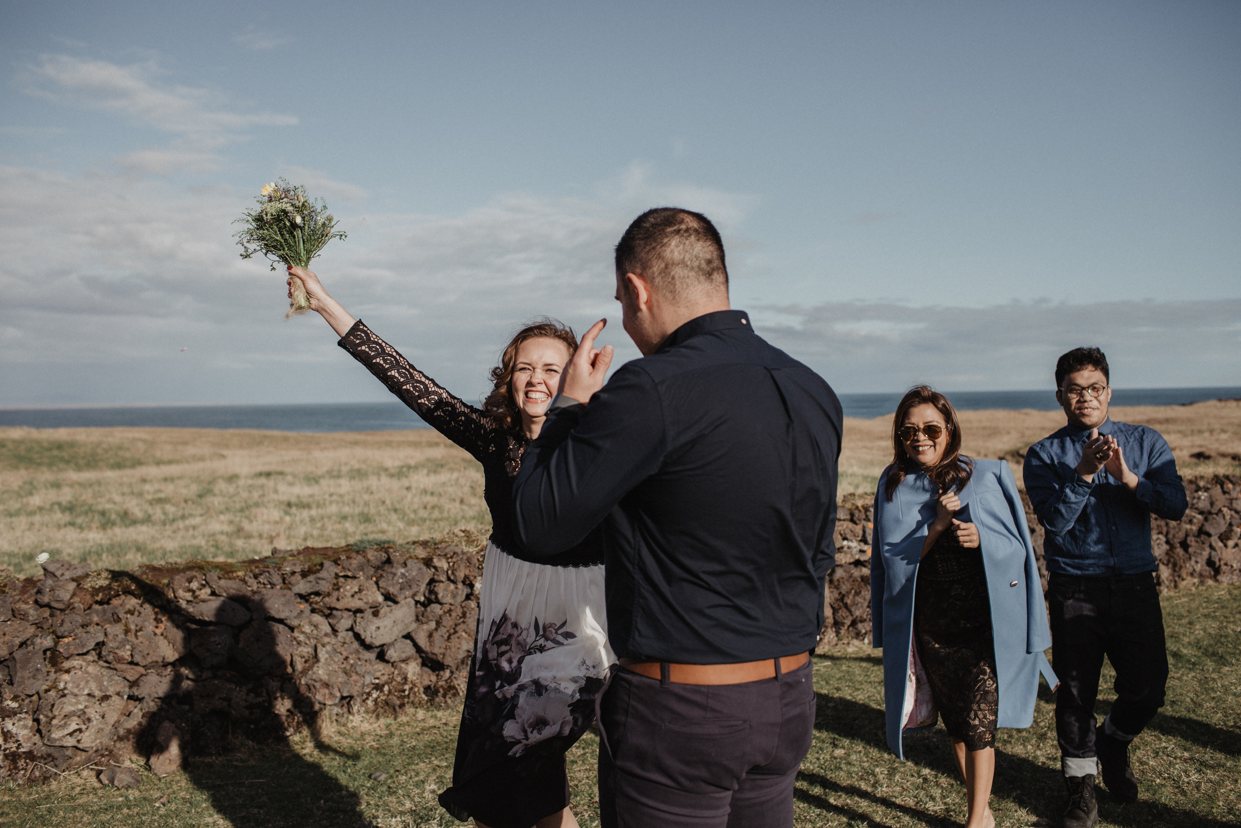 Wedding in Budir black church in Iceland. Iceland elopement photographer & videographer