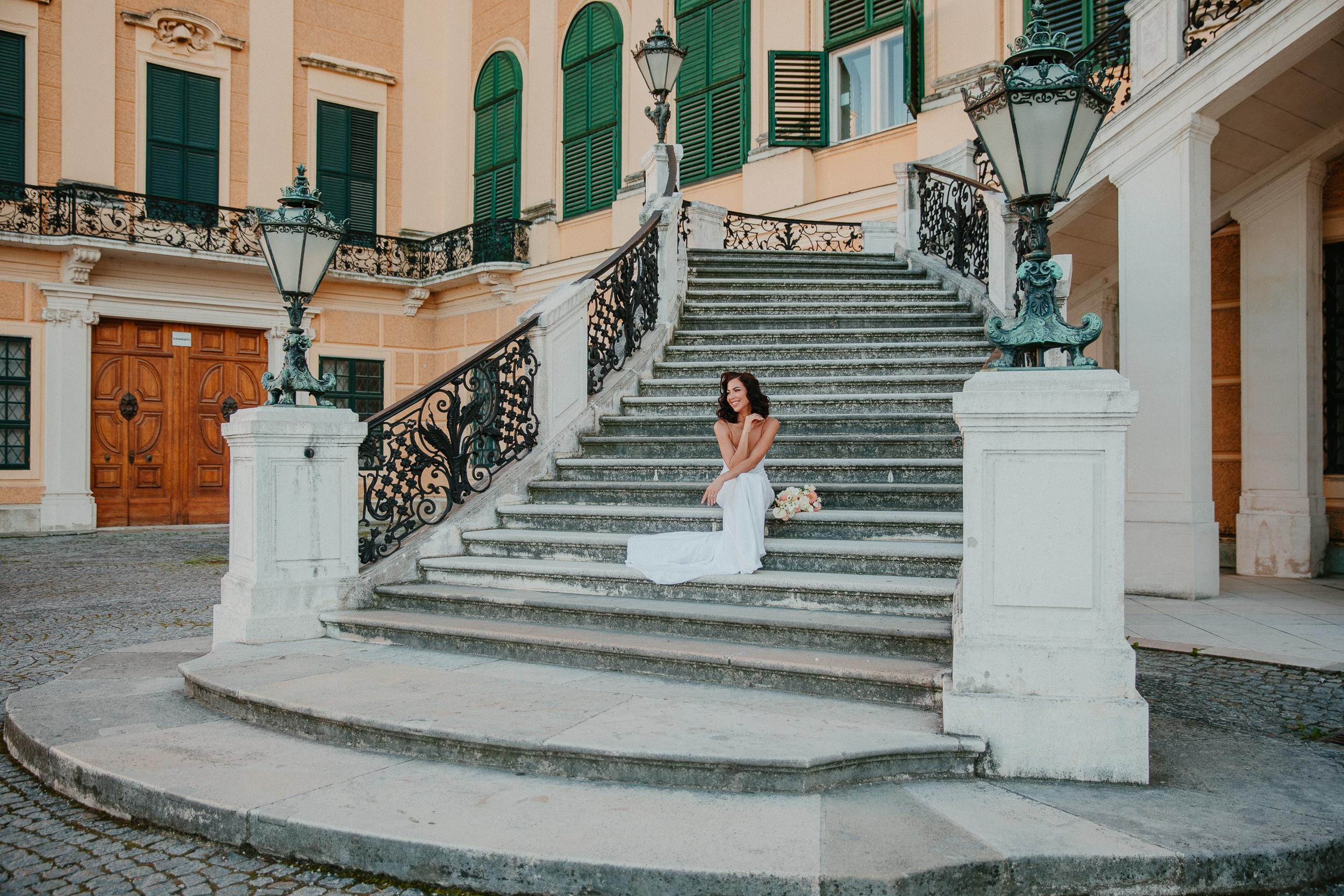Wedding for two in Schönbrunn palace Vienna Austria. Iceland elopement photographer & videographer