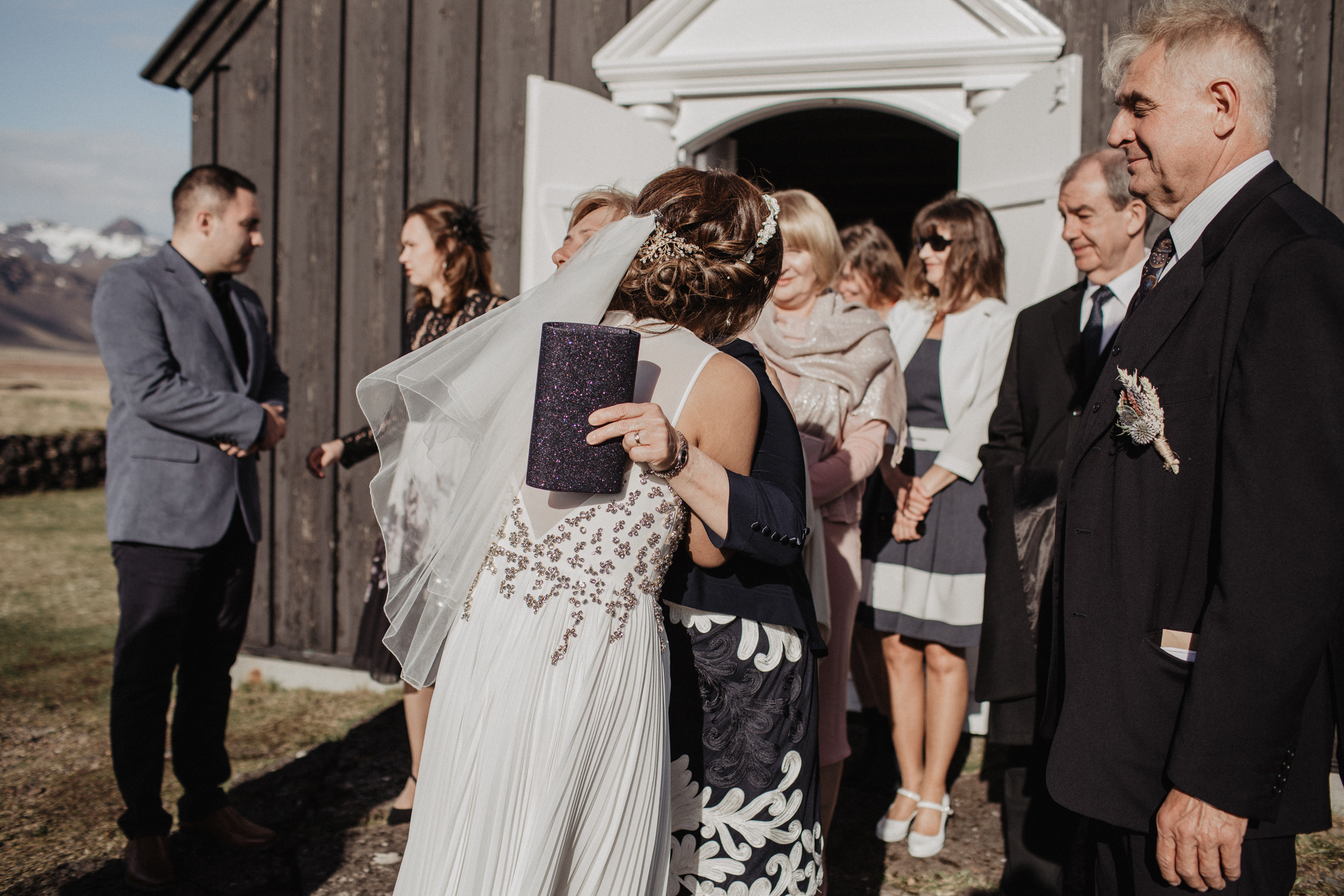 Wedding in Budir black church in Iceland. Iceland elopement photographer & videographer