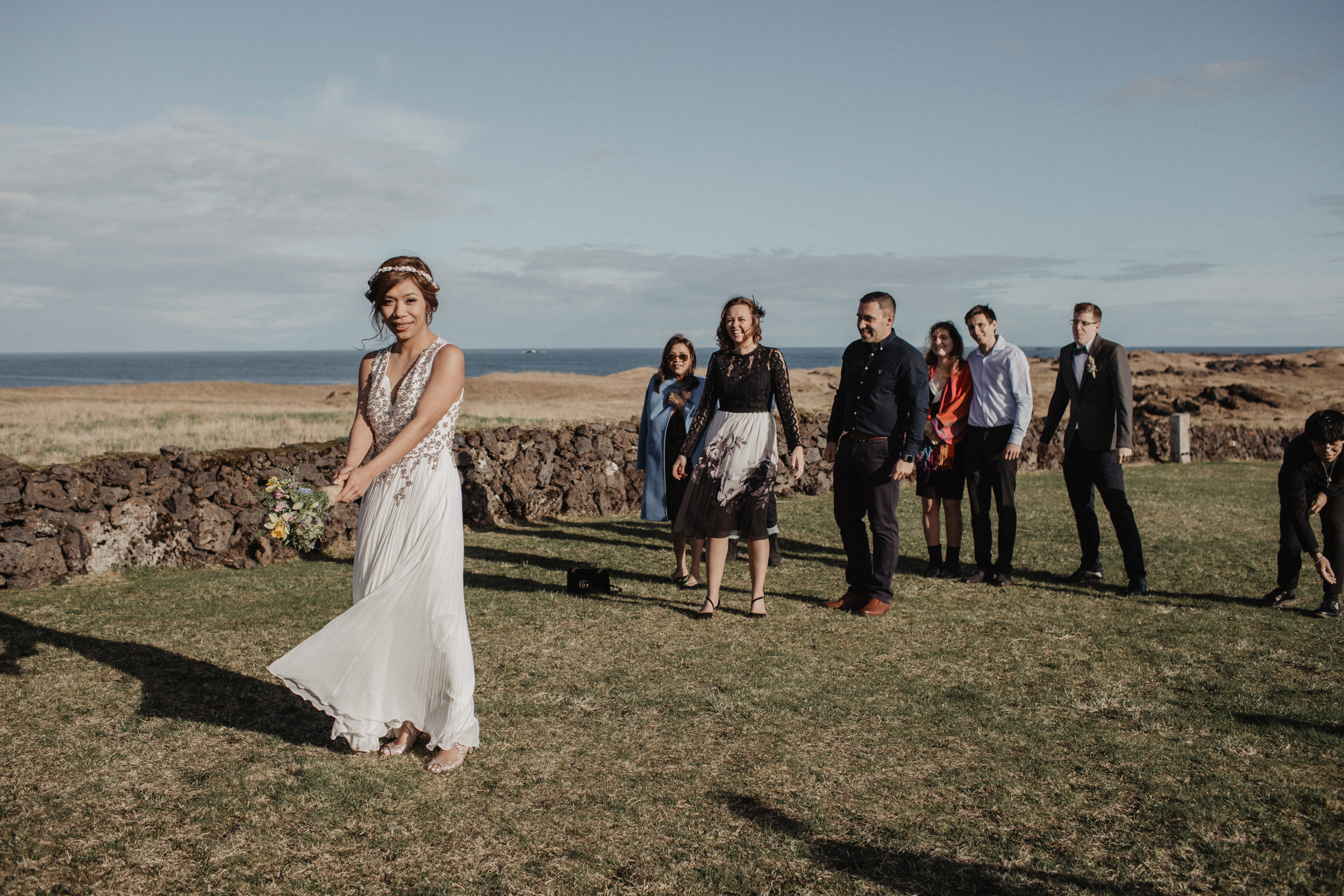 Wedding in Budir black church in Iceland. Iceland elopement photographer & videographer