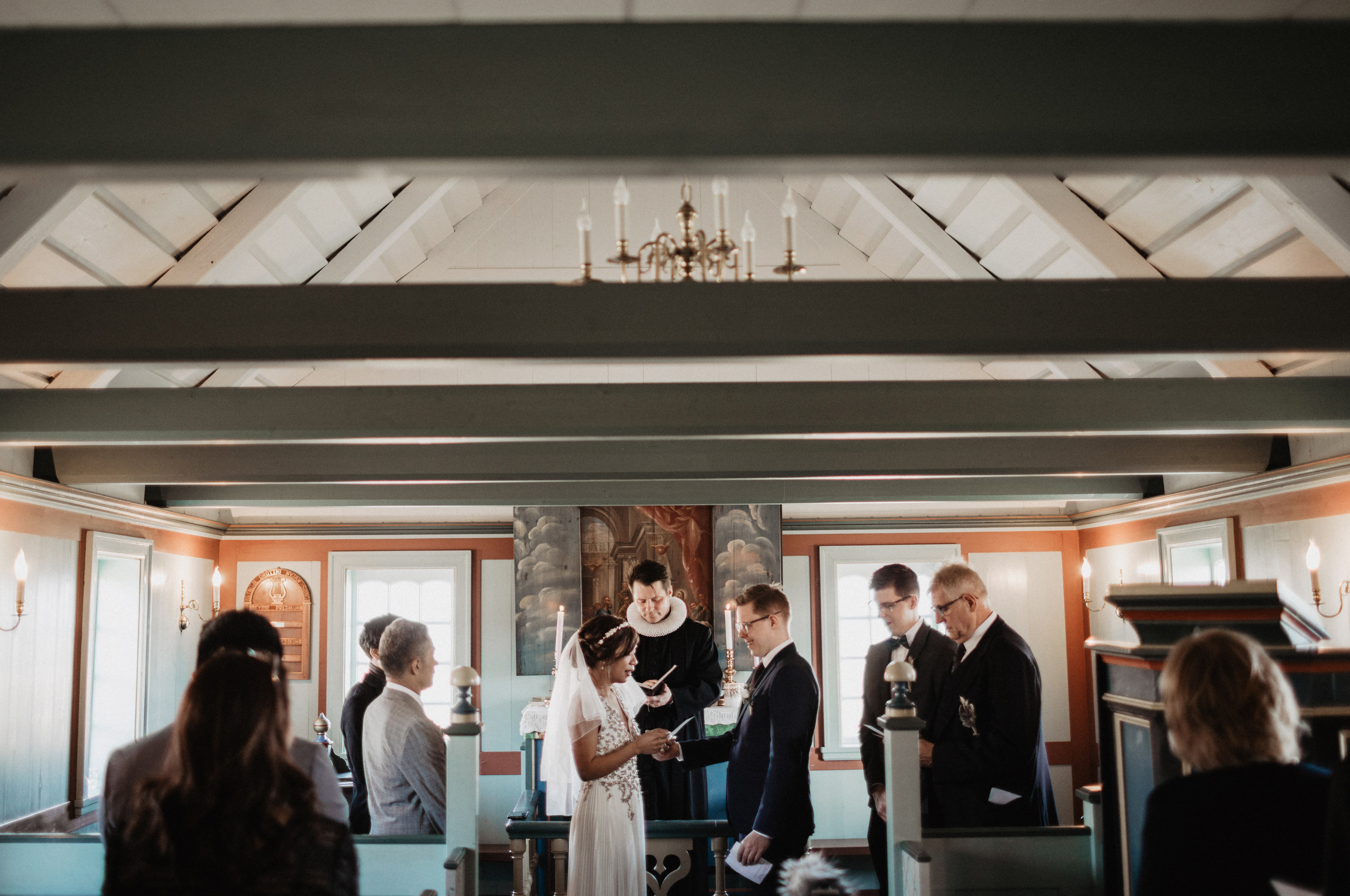 Wedding in Budir black church in Iceland. Iceland elopement photographer & videographer