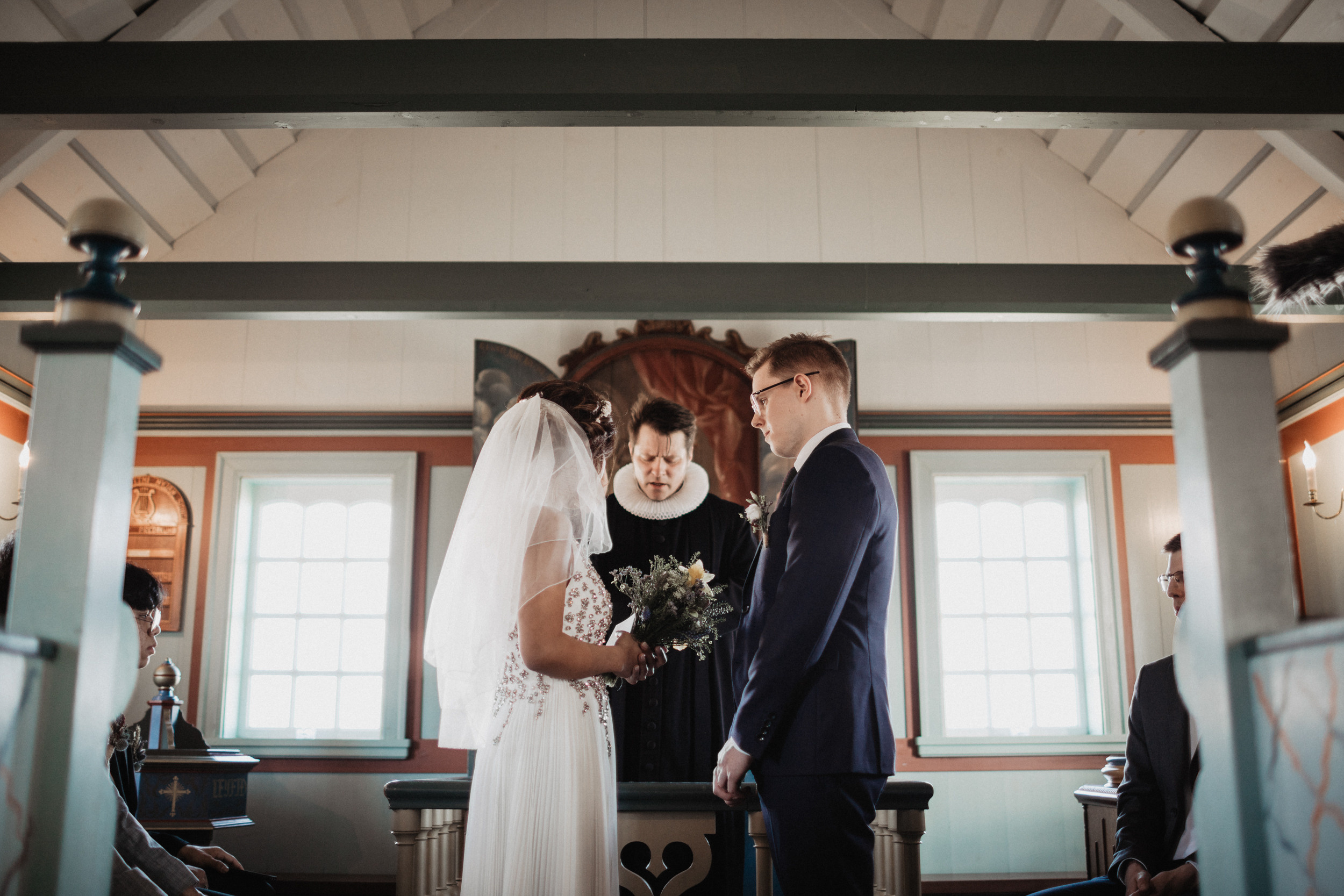 Wedding in Budir black church in Iceland. Iceland elopement photographer & videographer