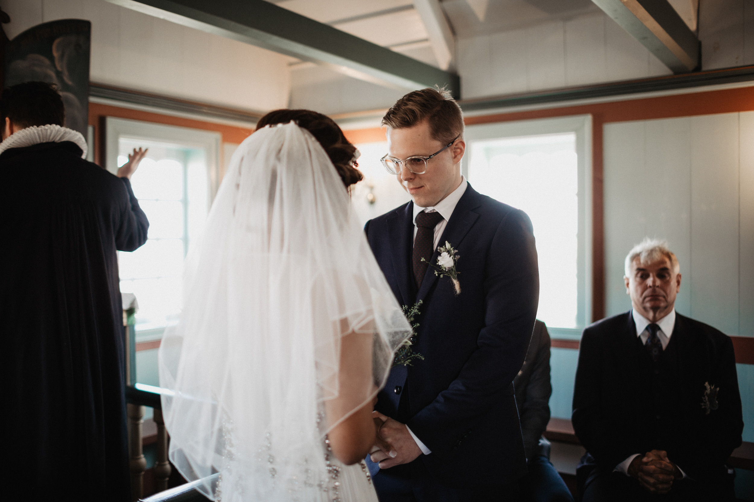 Wedding in Budir black church in Iceland. Iceland elopement photographer & videographer