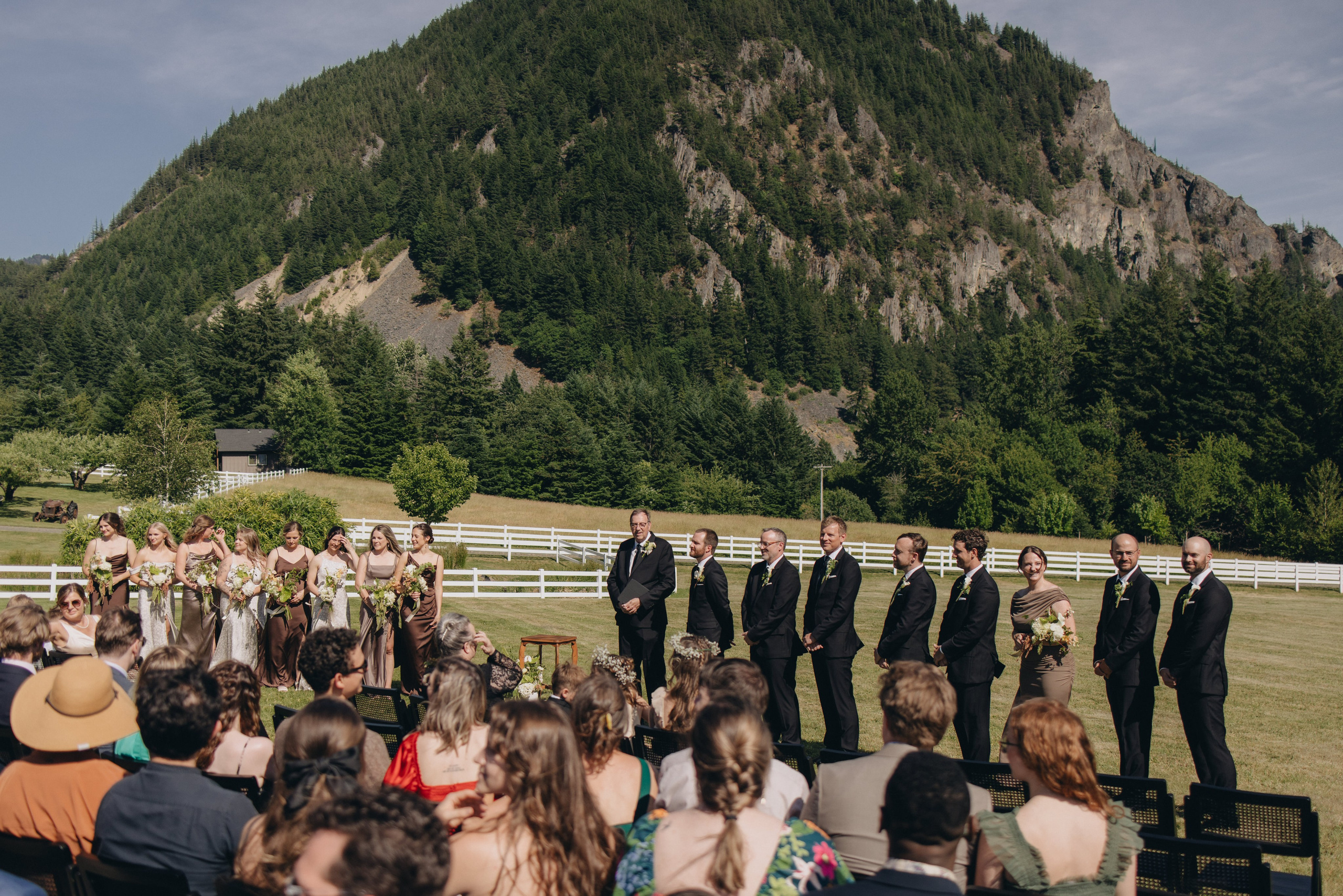 Wedding ceremony at Wind Mountain Ranch in the Columbia River Gorge