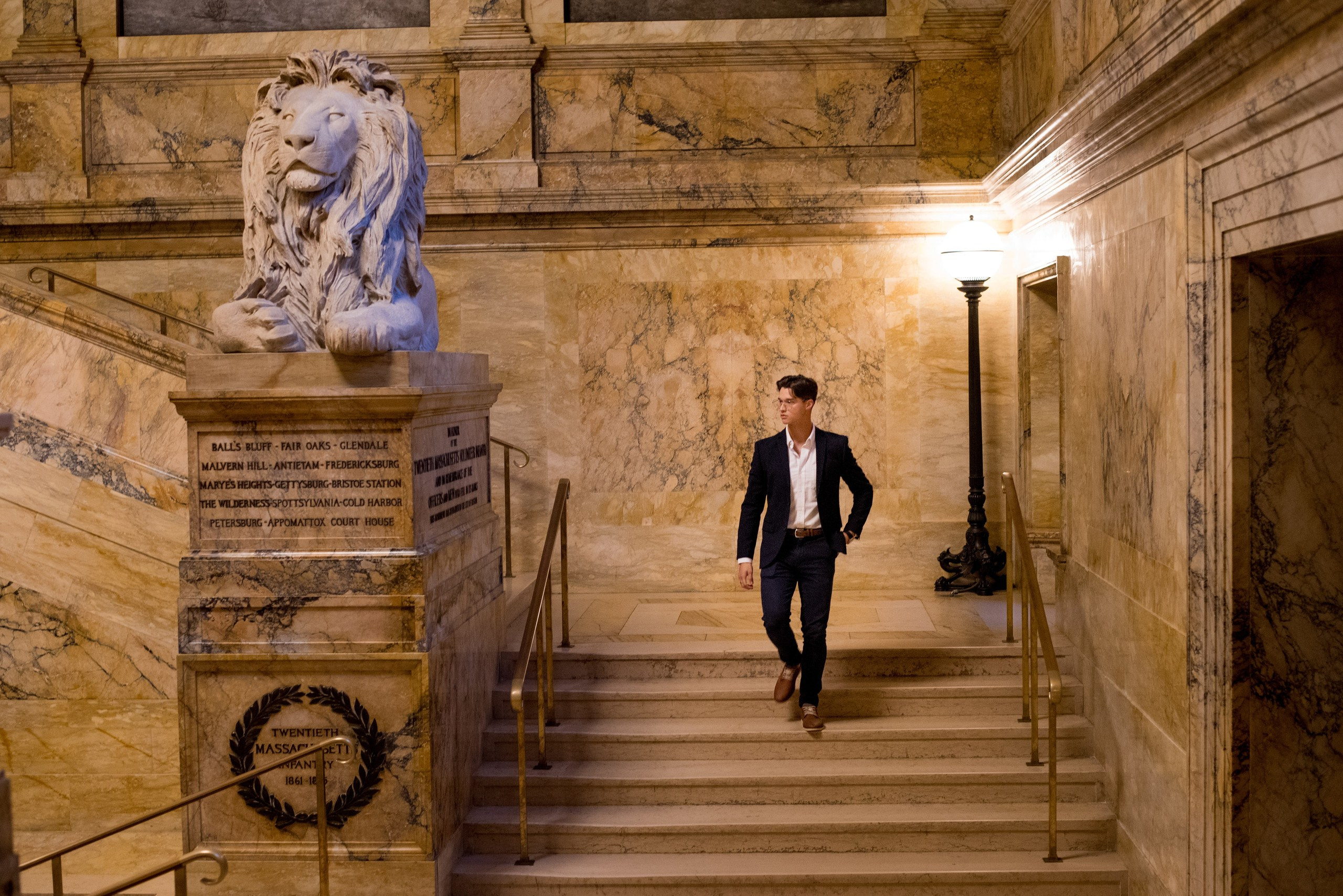 Capturing Boston’s Essence: John’s Photoshoot at Boston Public Library. Wedding photographer in Orlando, Boston & New York Anderson Marques
