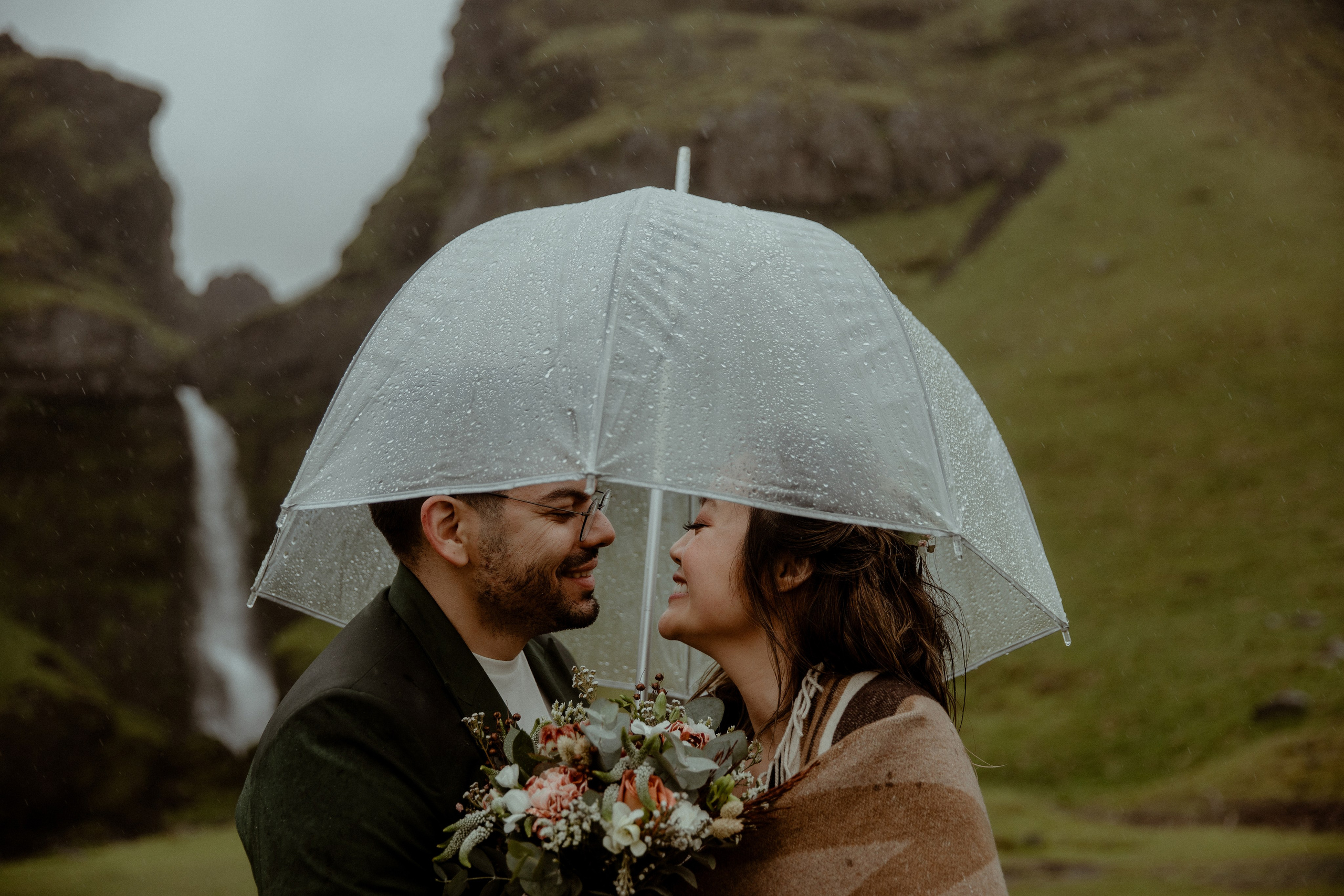 Elopement at Kvernufoss Waterfall. Iceland elopement photographer & videographer