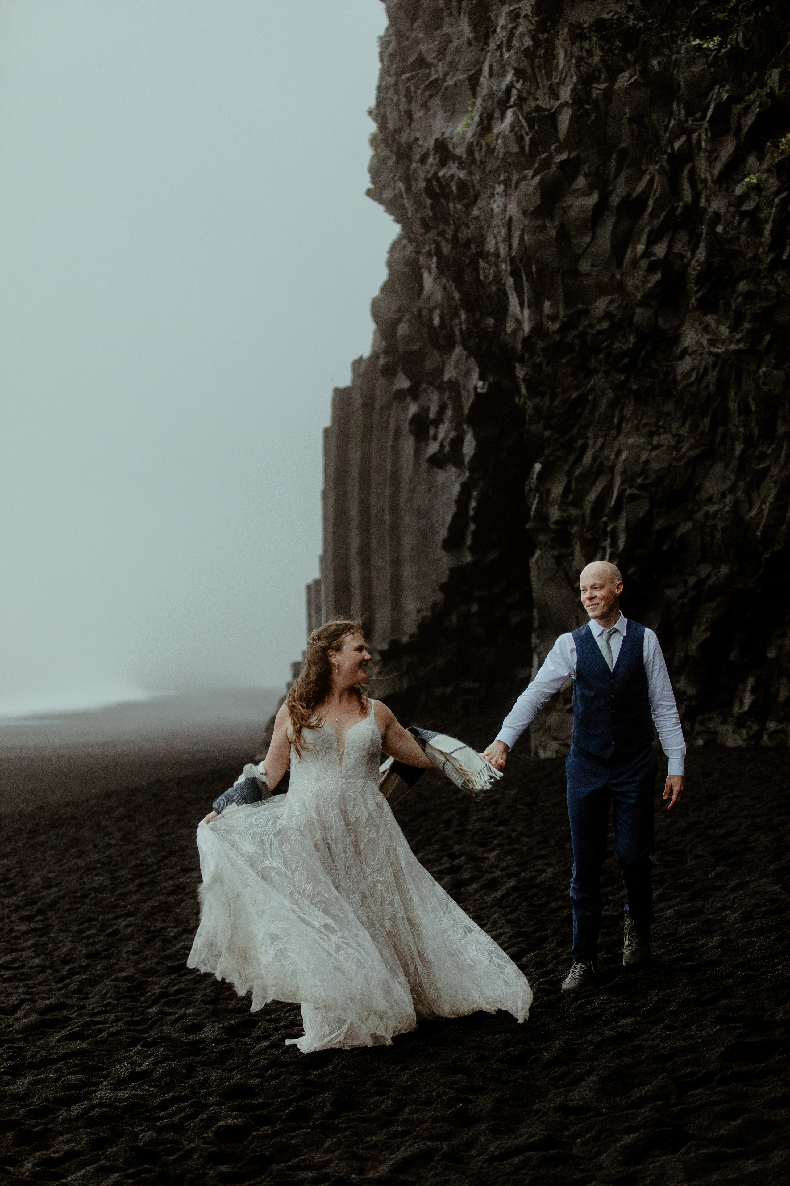 Iceland Elopement at Black Sand Beach. Iceland elopement photographer & videographer