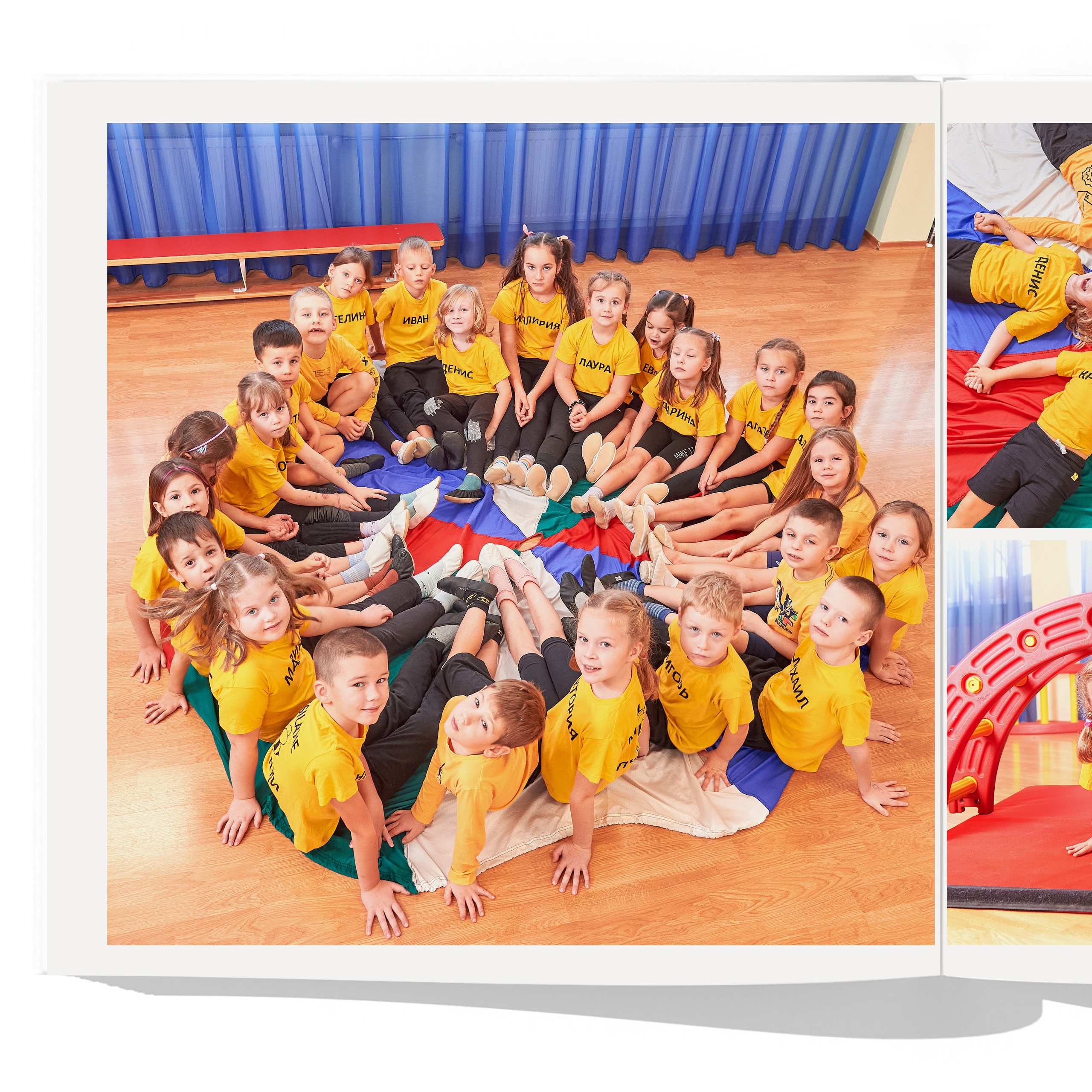 Групповая фотография с спортивной одежде на уроке физкультуры