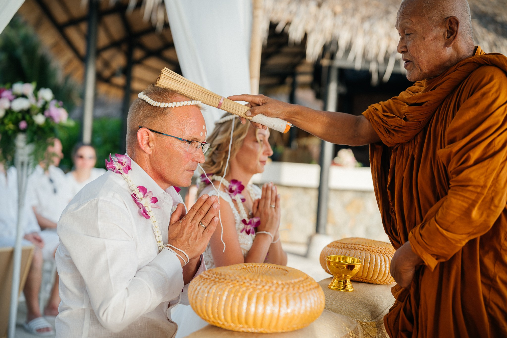 Buddhist blessing wedding Ceremony on Koh Samui, Thailand