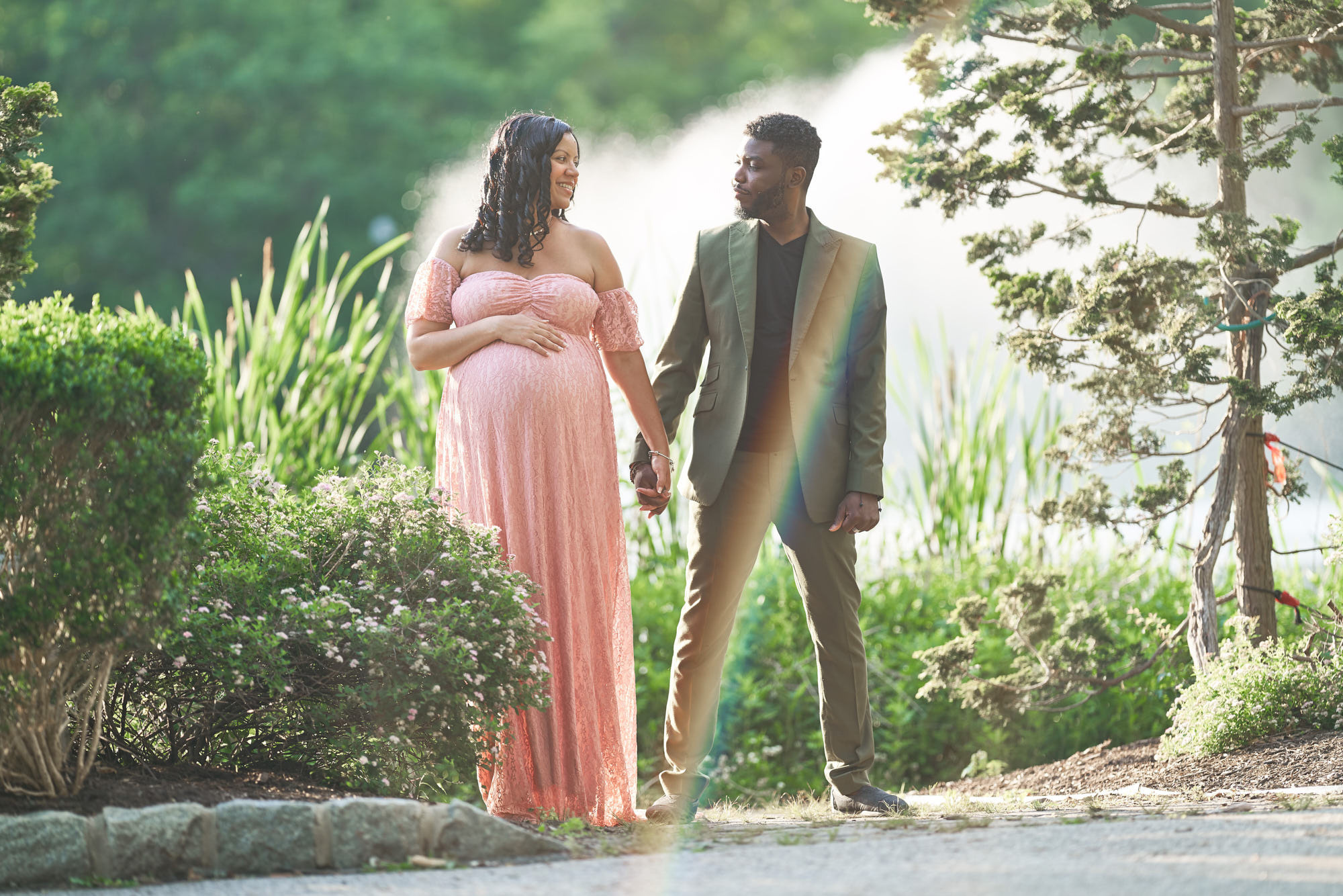 Creative black couple engagement photoshoot in Verona park, NJ.