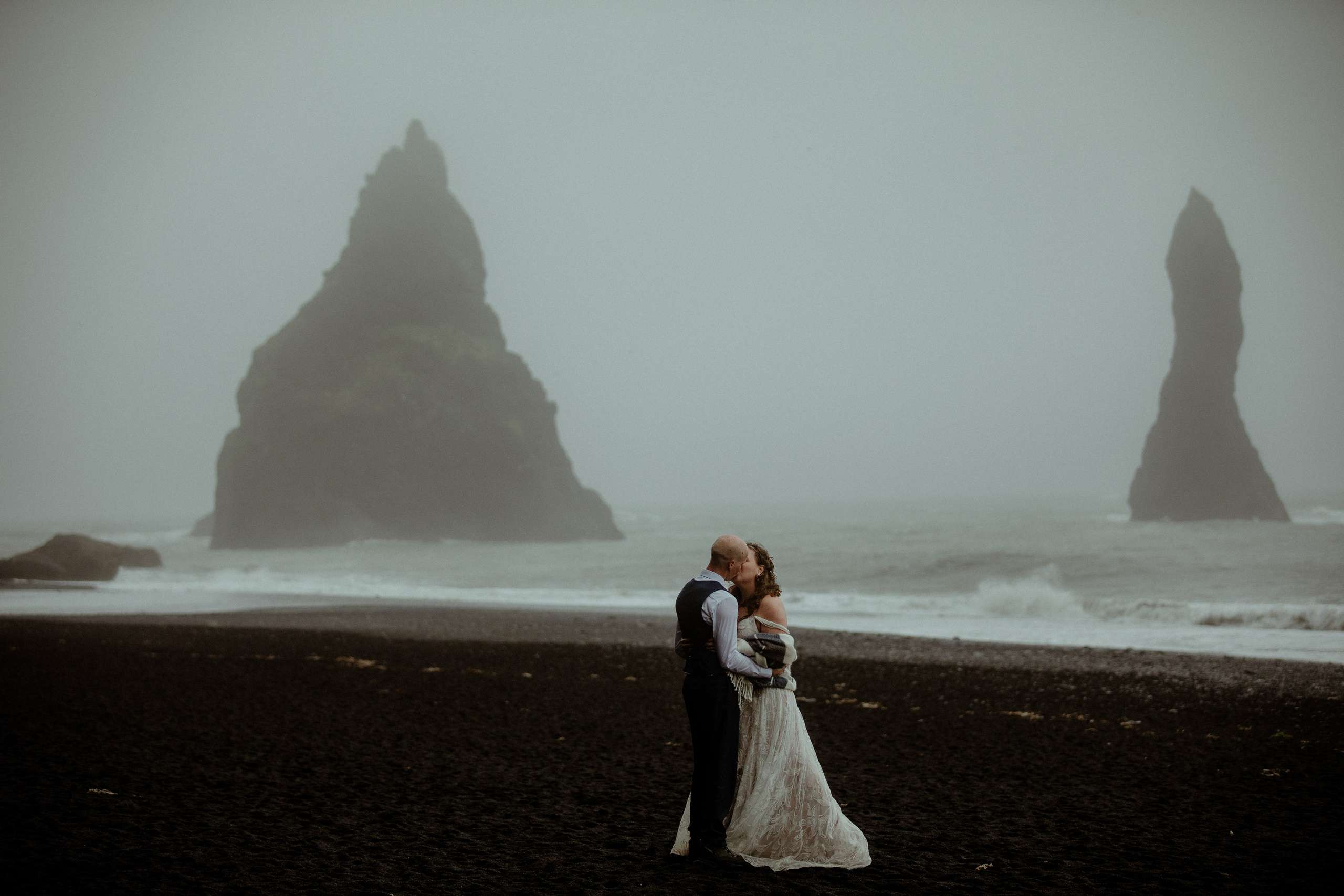 Iceland Elopement at Black Sand Beach. Iceland elopement photographer & videographer