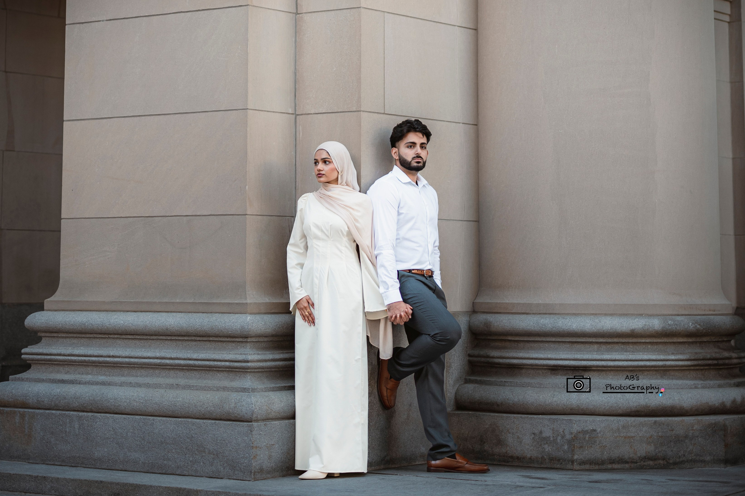 Styled pre-wedding shoot editorial poses near waterfront