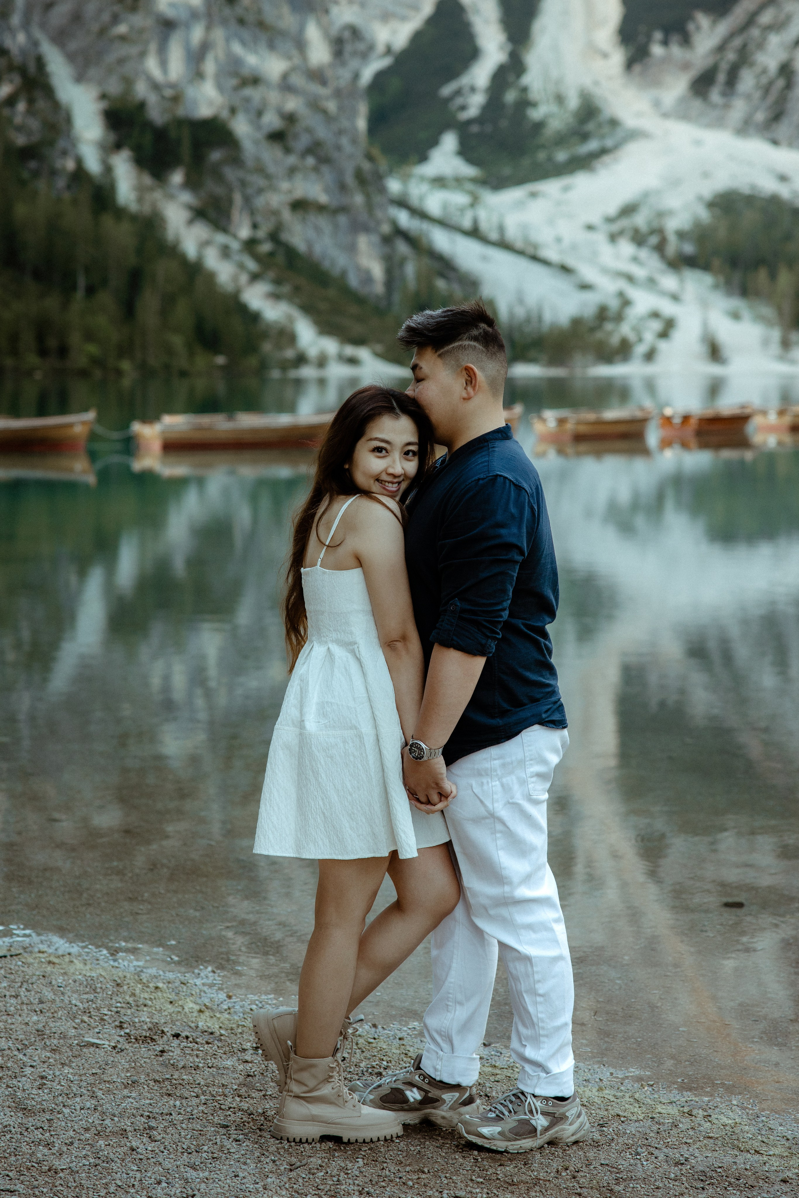 Sunrise proposal at Lago di Braies | Dreamy engagement in the Dolomites. Iceland elopement photographer & videographer