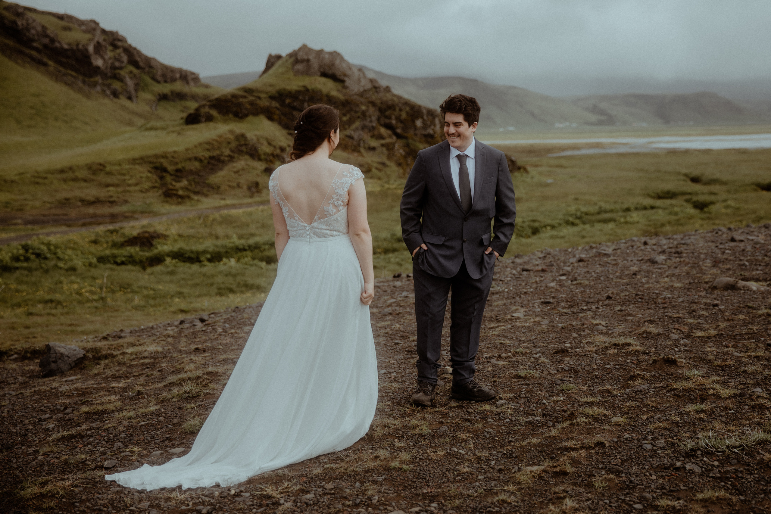 Elopement at Black sand beach in Iceland. Iceland elopement photographer & videographer