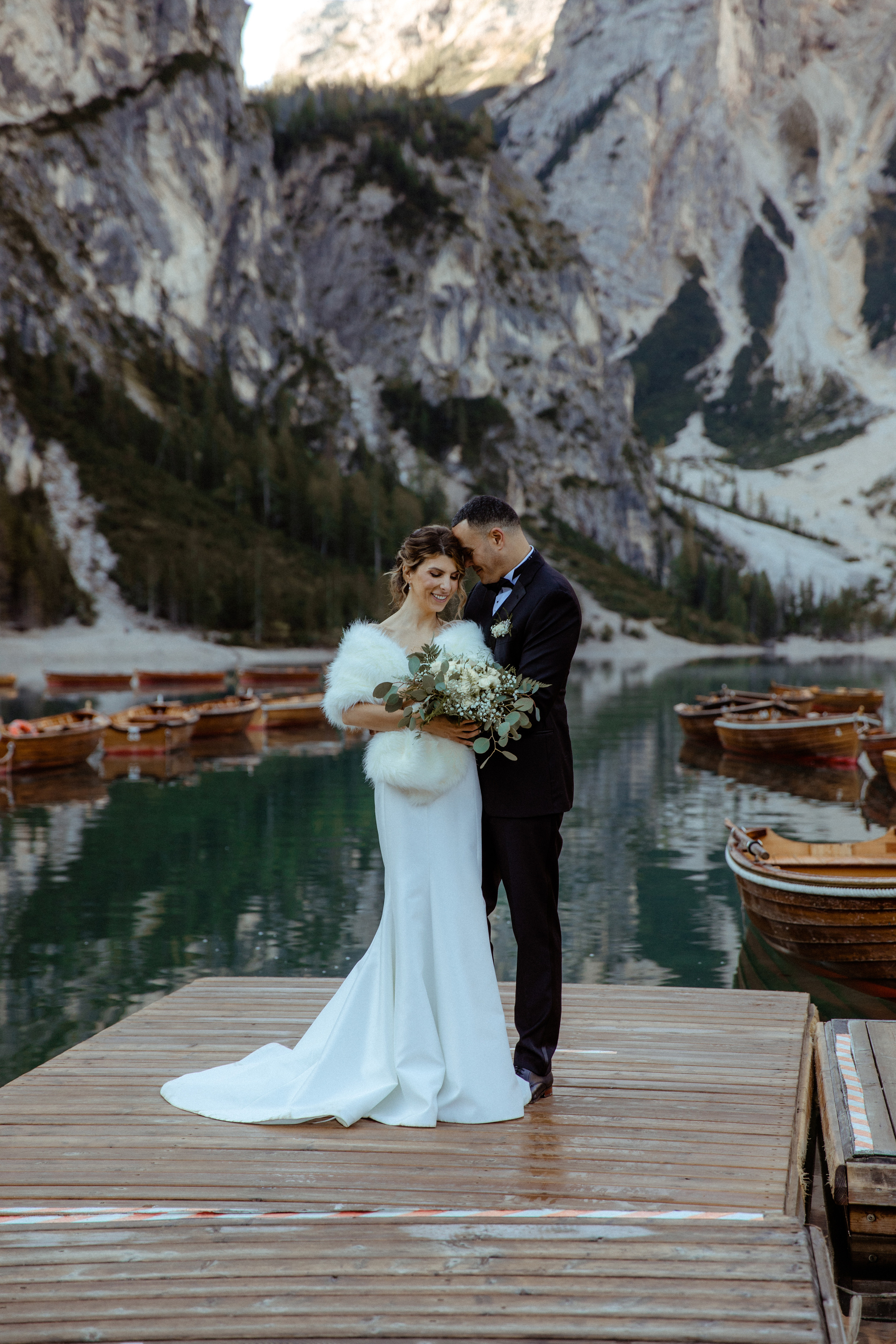 Elopement in Dolomites Lago di Braies. Iceland elopement photographer & videographer
