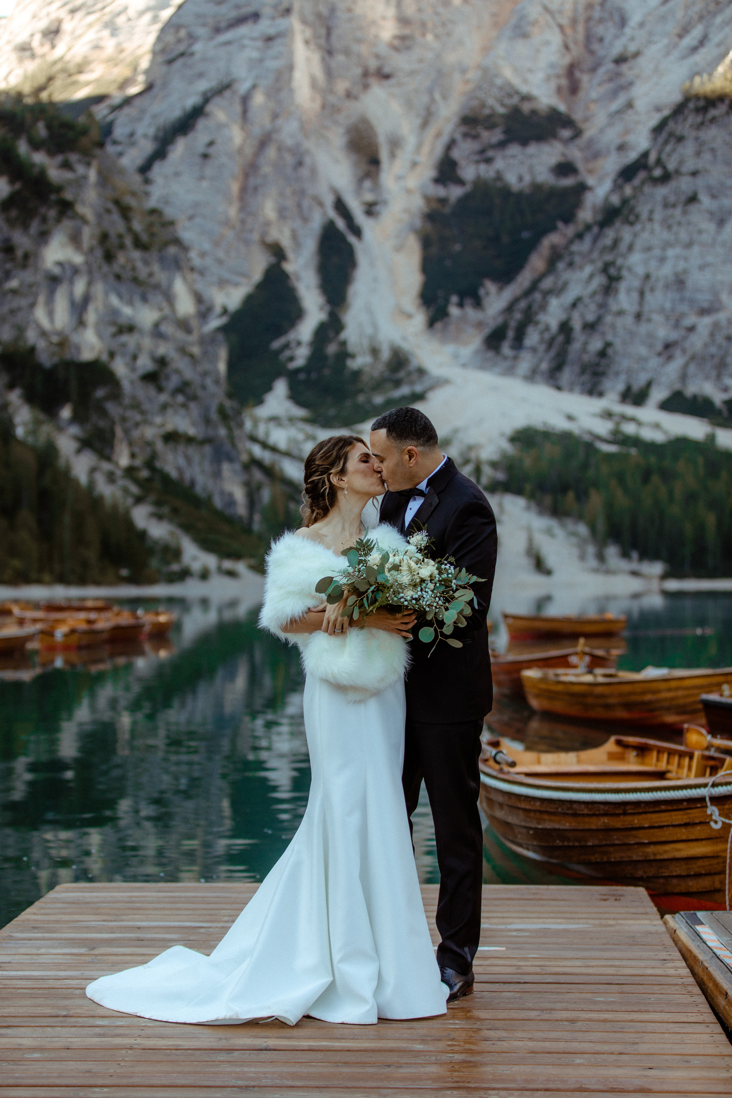 Elopement in Dolomites Lago di Braies. Iceland elopement photographer & videographer