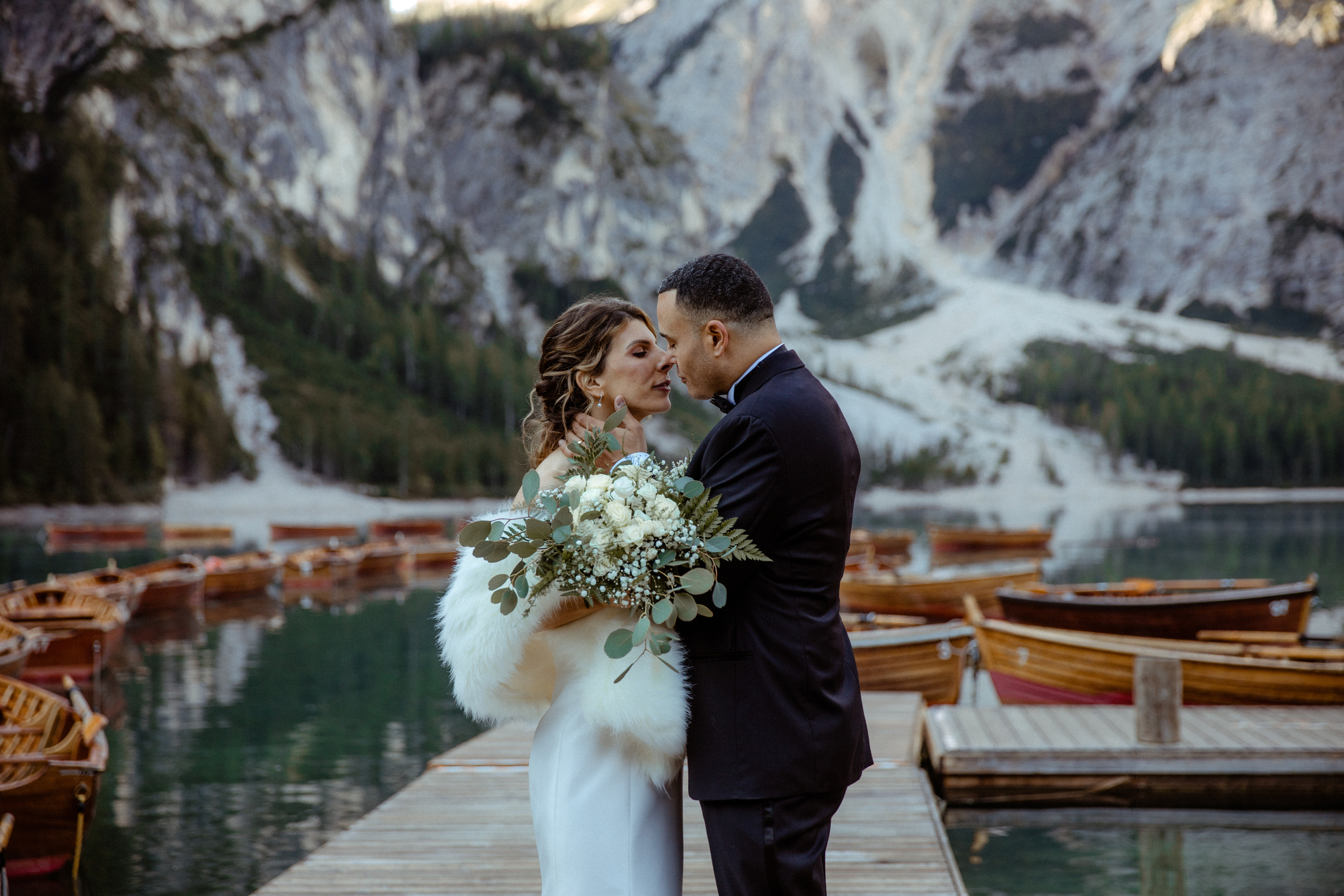 Elopement in Dolomites Lago di Braies. Iceland elopement photographer & videographer