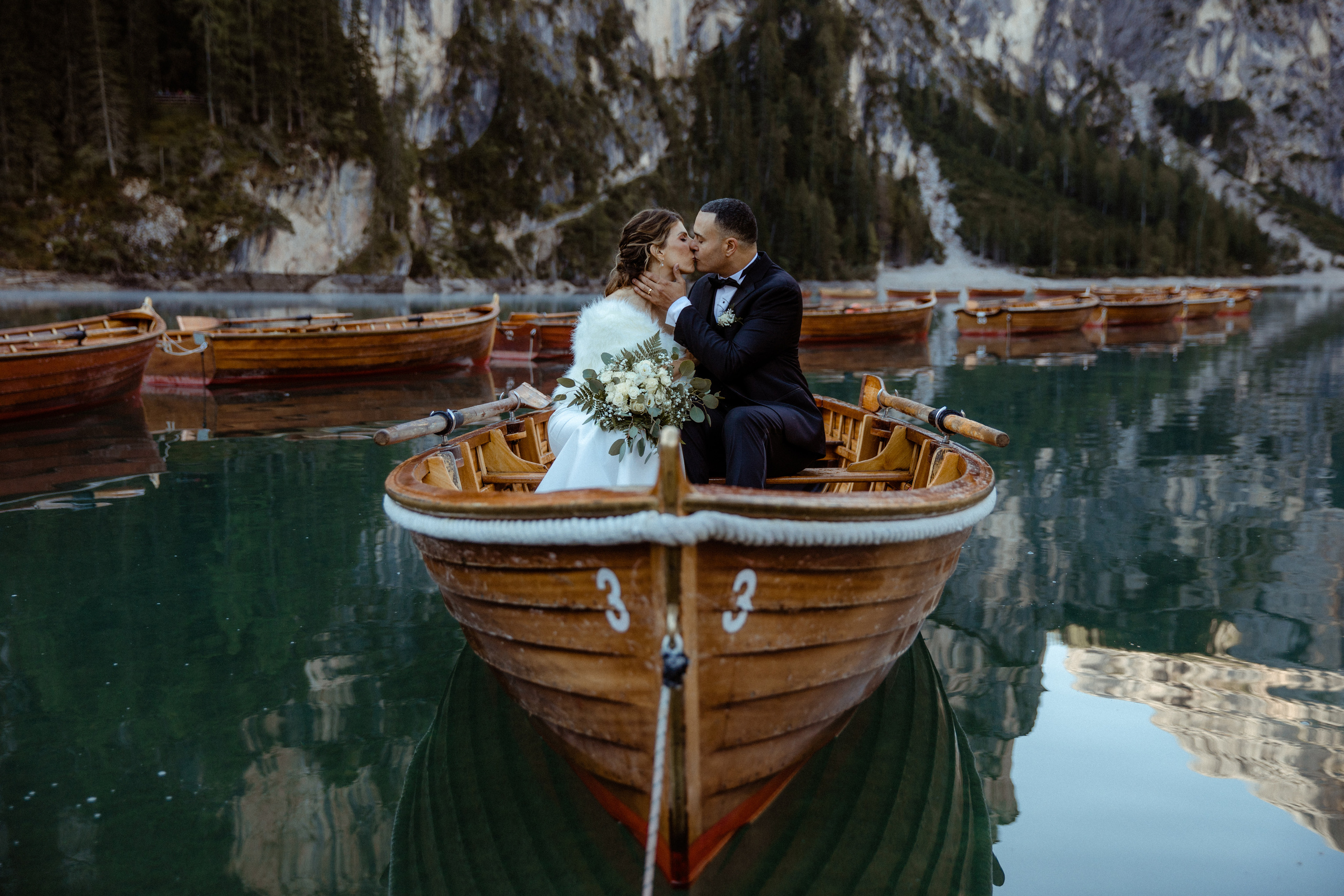 Elopement in Dolomites Lago di Braies. Iceland elopement photographer & videographer